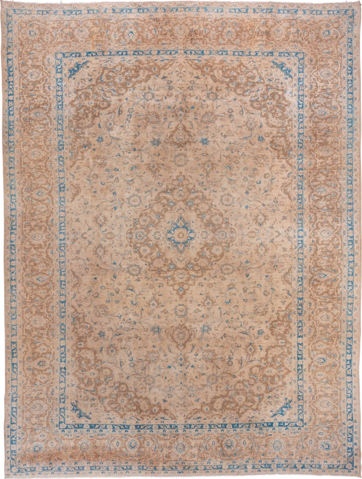 9' x 12' one-of-a-kind handmade vintage Tabriz large size rug. Color palette: brown, dark gray, gray, light gray
