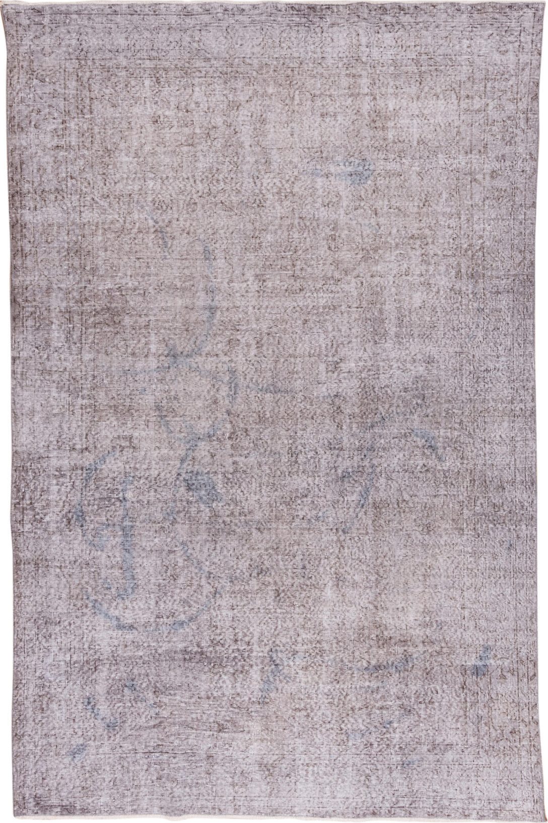 6' x 10' one-of-a-kind handmade vintage Overdyed large size rug. Color palette: dark gray, gainsboro, gray, light gray