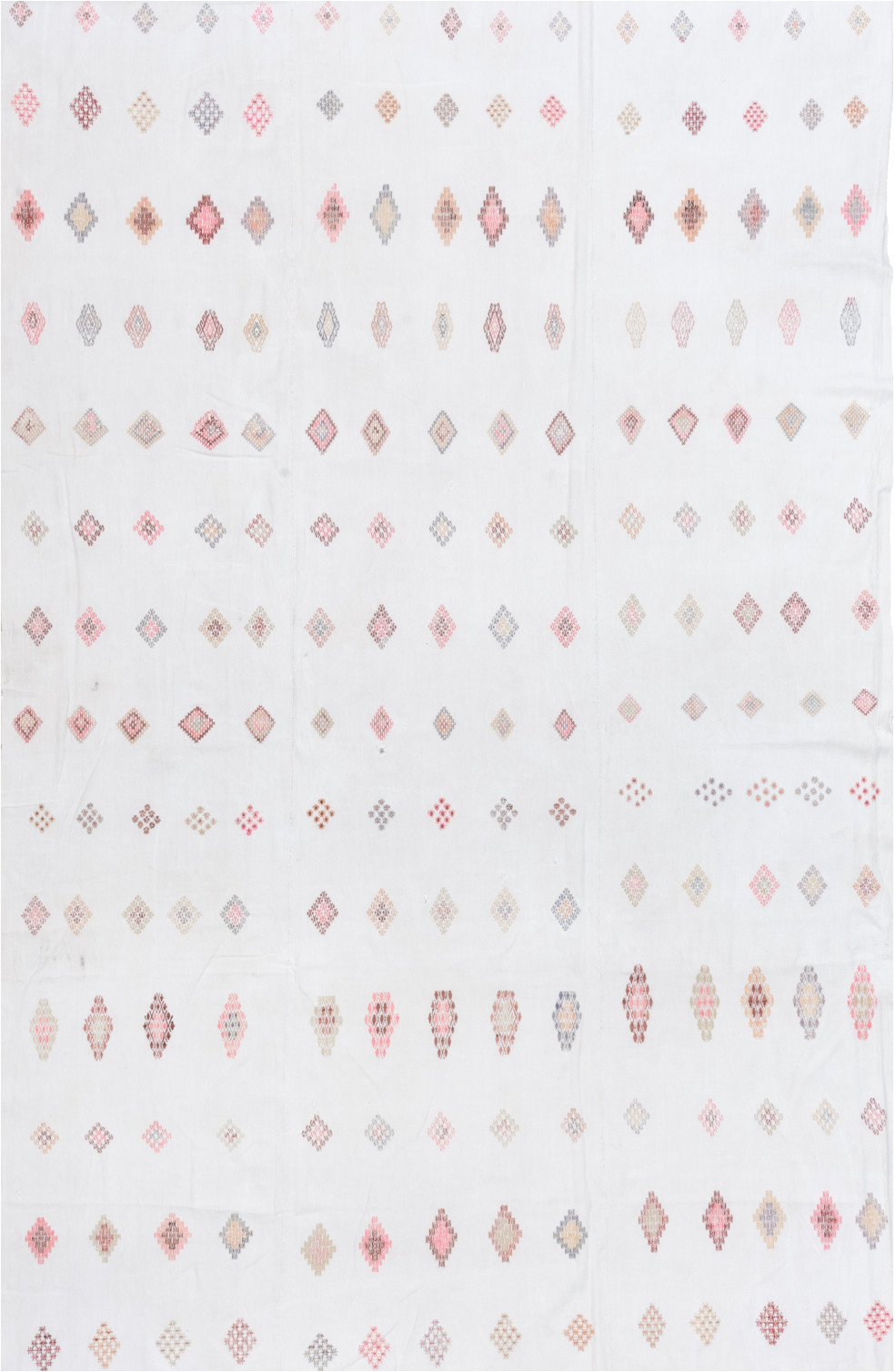 7' x 11' one-of-a-kind handmade vintage Flatweave large size rug. Color palette: alice blue, azure, gainsboro, ghost white