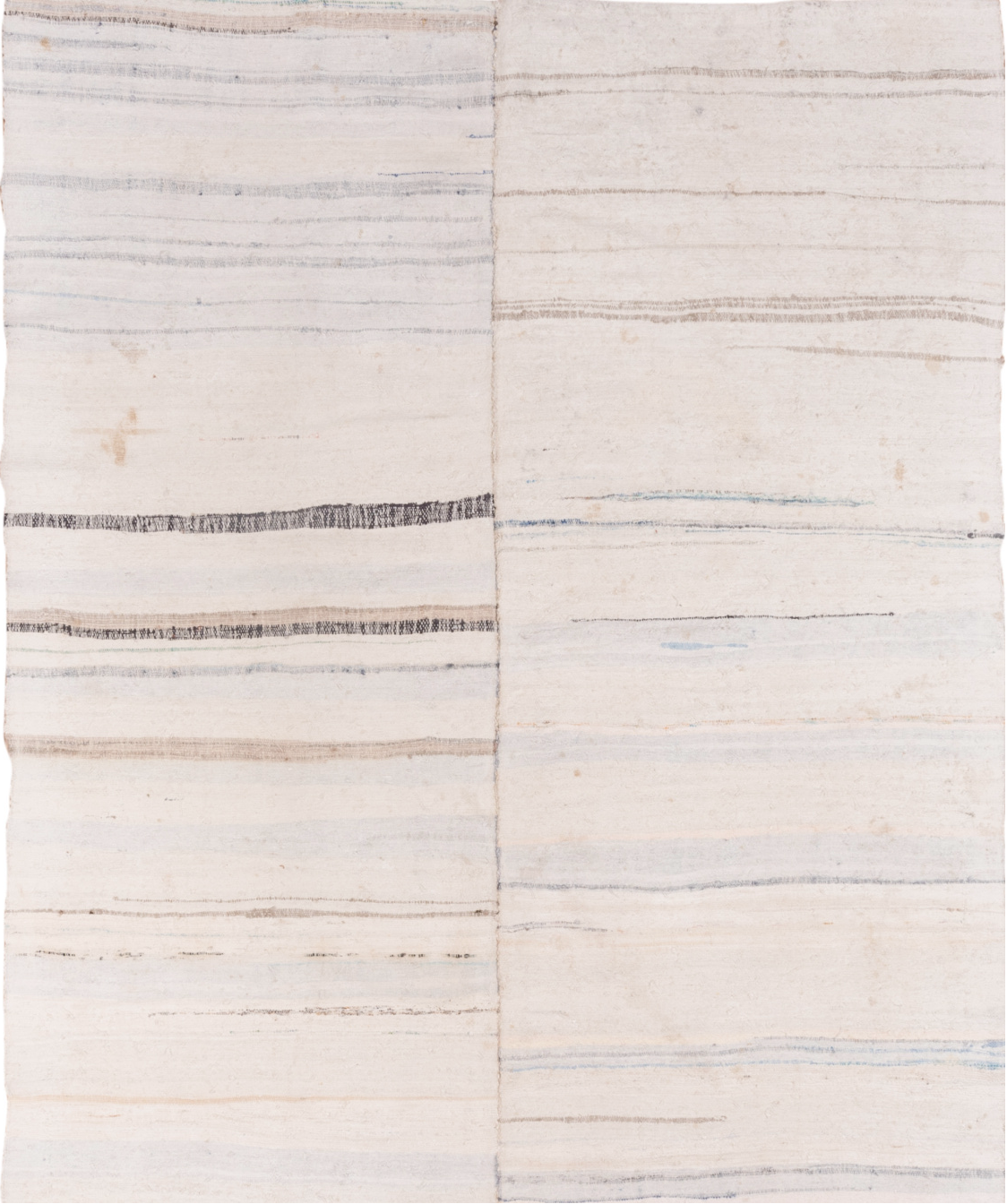 6' x 7' one-of-a-kind handmade vintage Rag Rug rug. Color palette: dark gray, gainsboro, gray, light gray, linen, misty rose