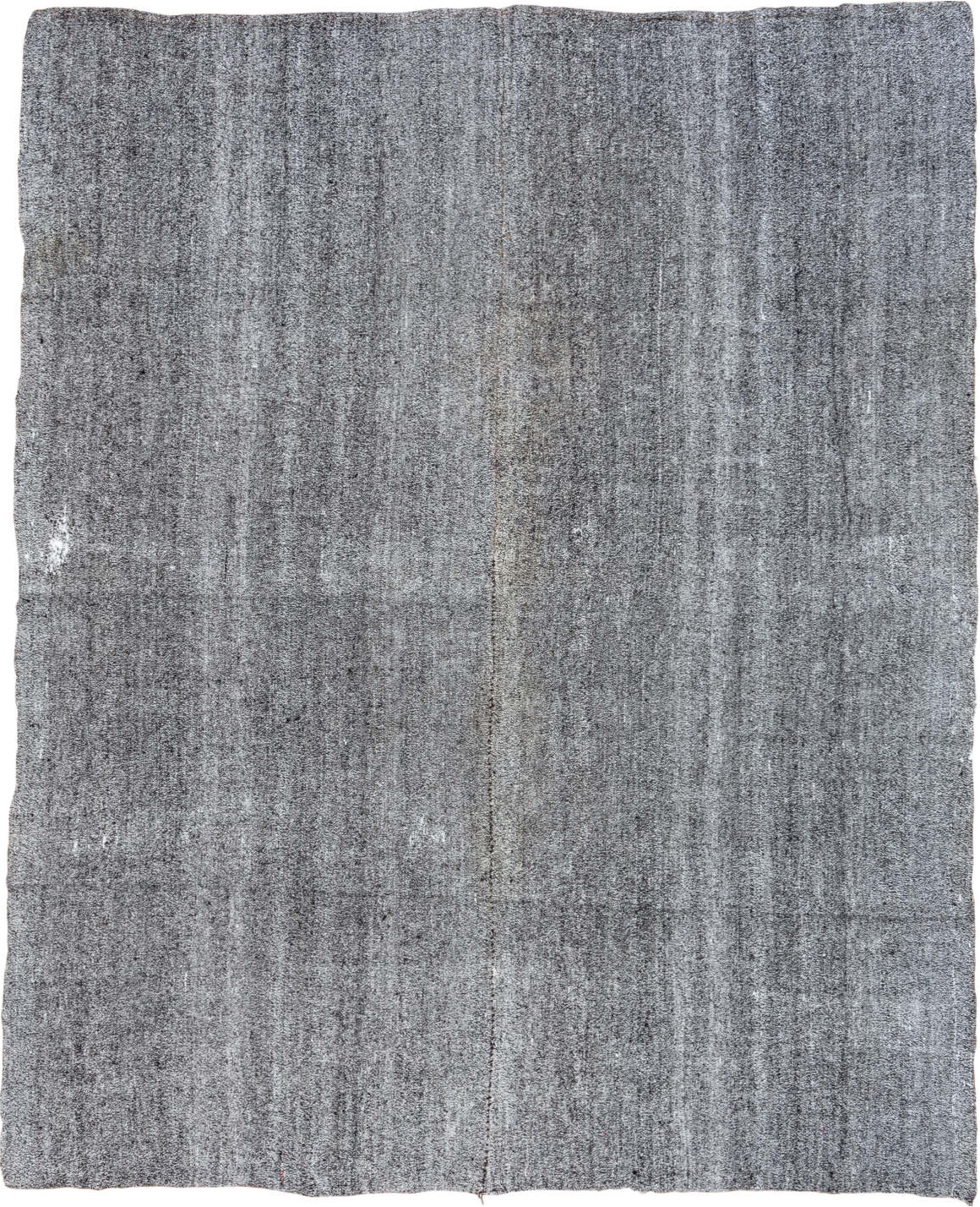 7' x 9' one-of-a-kind handmade vintage Flatweave rug. Color palette: black, blue, charcoal, dark gray, dim gray, gainsboro