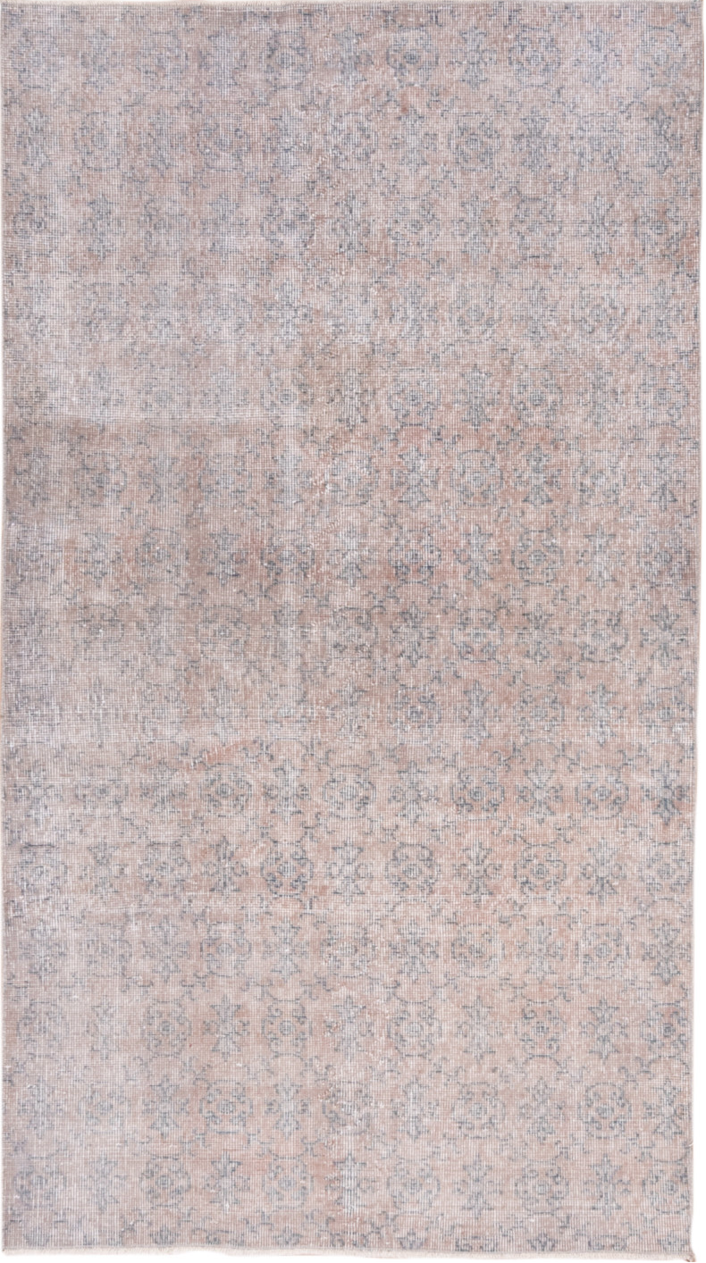 3' x 6' one-of-a-kind handmade vintage Overdyed small size rug. Color palette: dark gray, gainsboro, gray, light gray