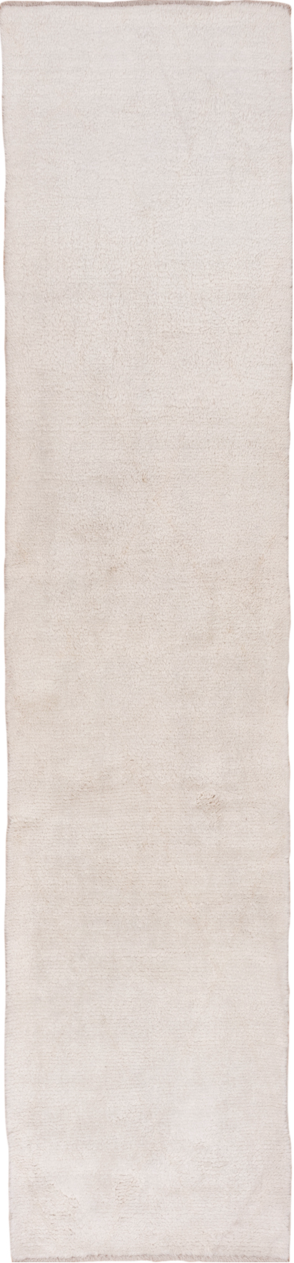 2' x 12' one-of-a-kind handmade vintage Moroccan runner rug. Color palette: gainsboro, gray, light gray, linen, off-white