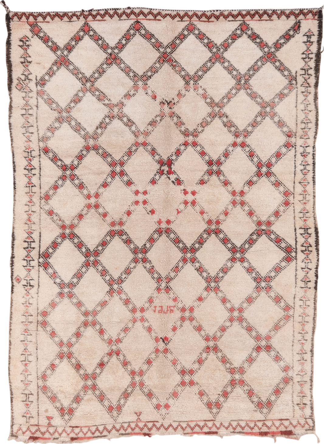 6' x 8' one-of-a-kind handmade vintage Moroccan medium size rug. Color palette: brown, gray, indian red, light gray