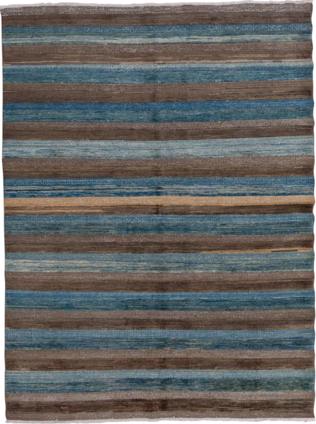 4' x 6' one-of-a-kind handmade vintage Afghan small size rug. Color palette: arapawa, blue, brown, dark gray, dim gray, gray