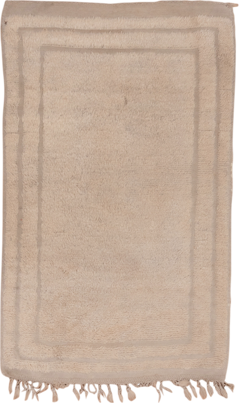 3' x 5' one-of-a-kind handmade vintage Tulu small size rug. Color palette: brown, gray, light gray, off-white, pink, snow
