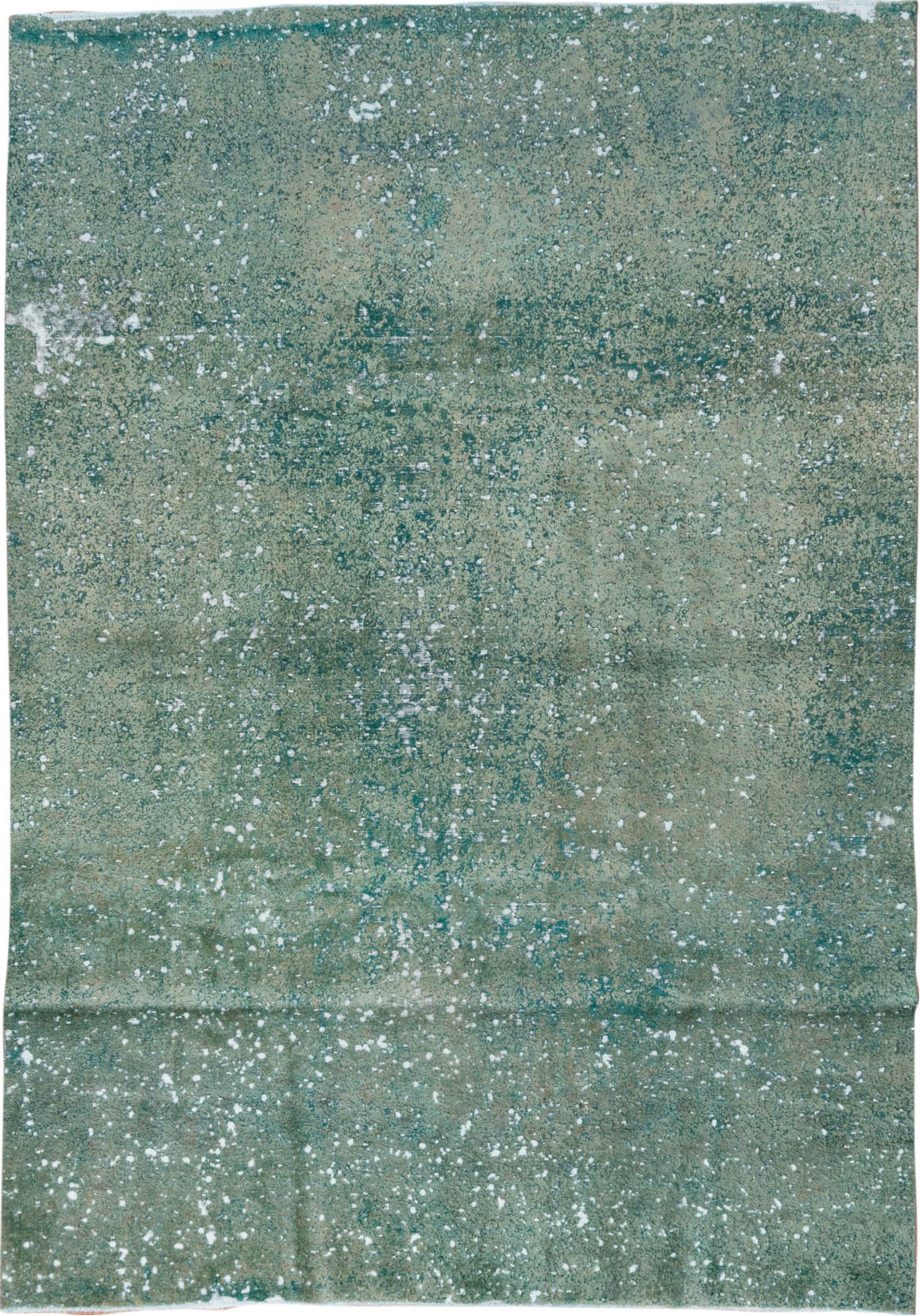 7' x 11' one-of-a-kind handmade vintage Overdyed large size rug. Color palette: blue, dark slate gray, gainsboro, gray