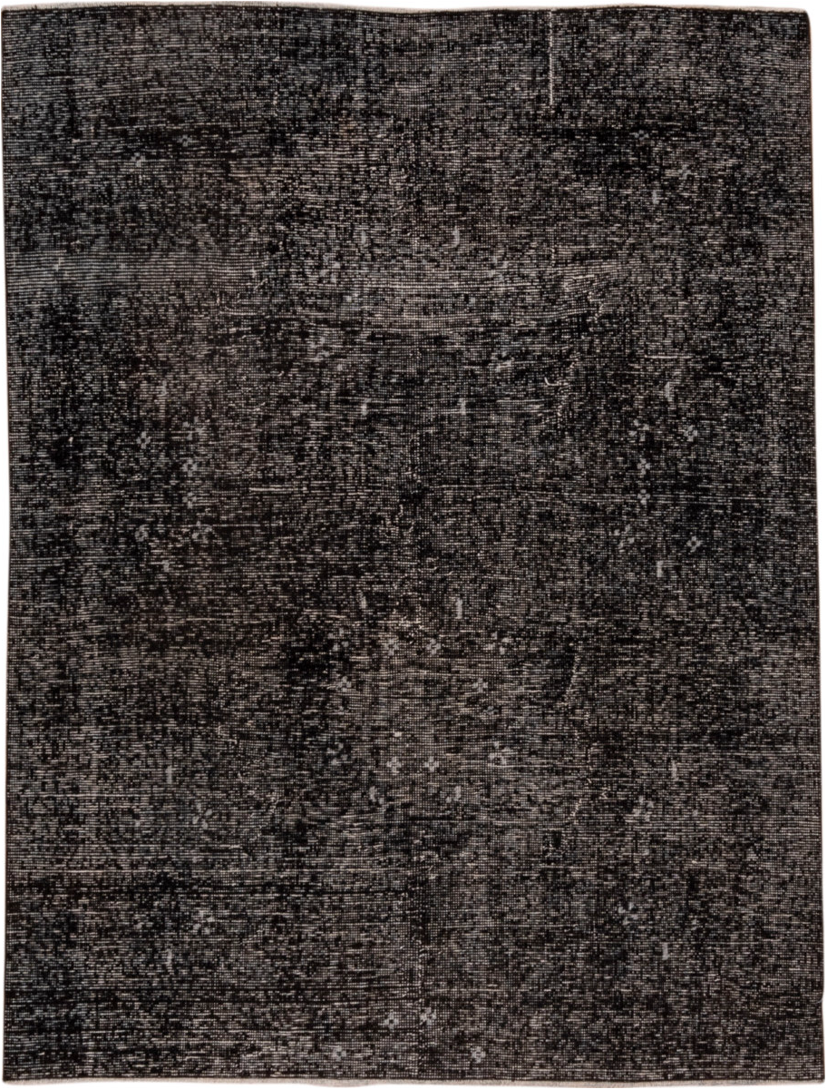 4' x 6' one-of-a-kind handmade vintage Overdyed small size rug. Color palette: gray, black, light gray, off-white, charcoal