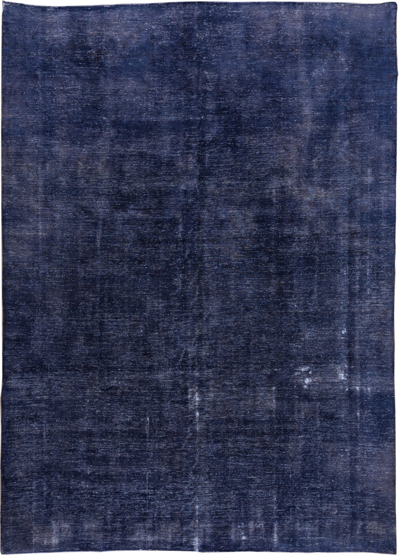 9' x 13' one-of-a-kind handmade vintage Overdyed large size rug. Color palette: blue, fiord, gray, light blue
