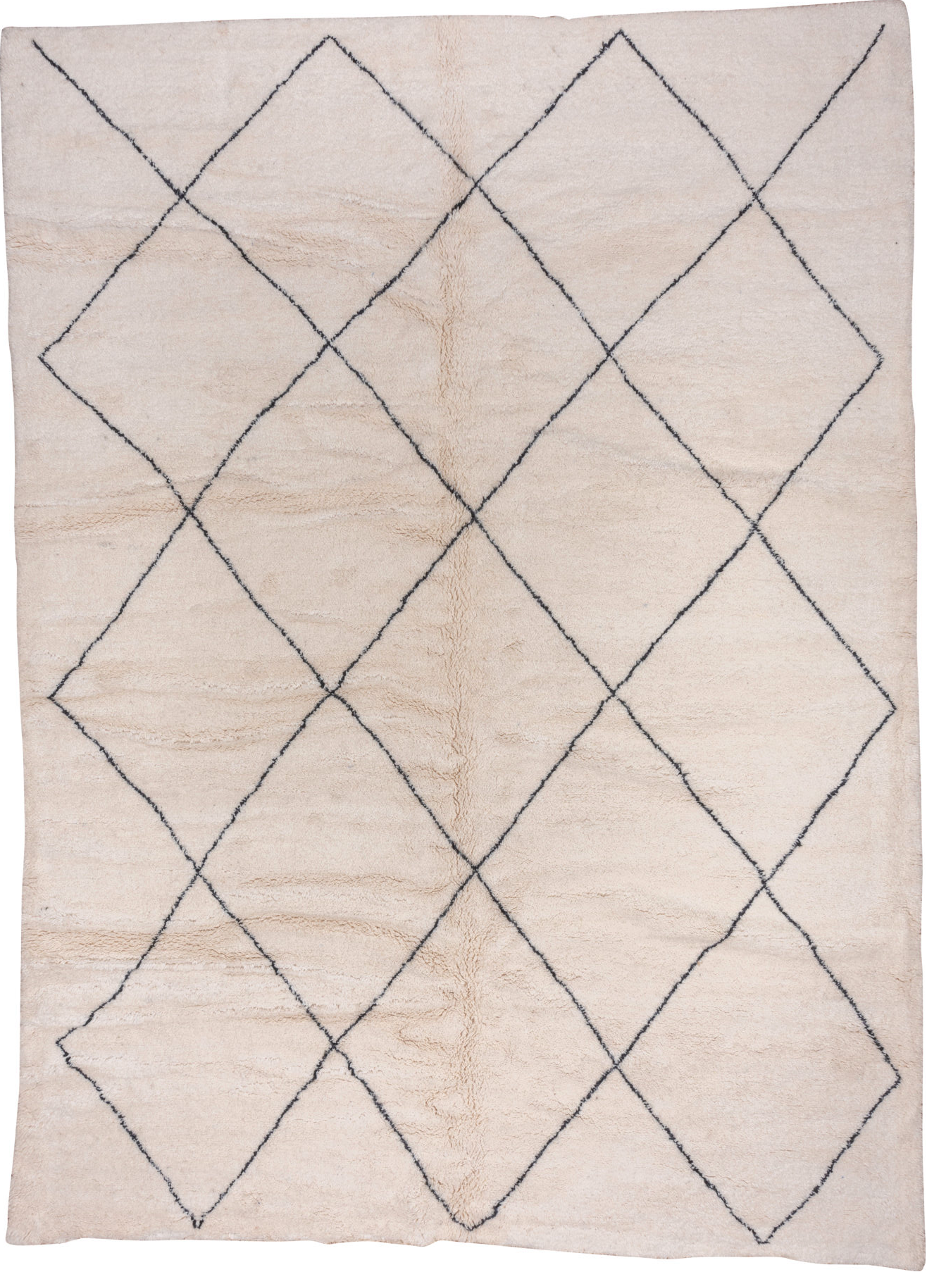 10' x 13' one-of-a-kind handmade vintage Moroccan large size rug. Color palette: antiquewhite, black, dark gray, dim gray