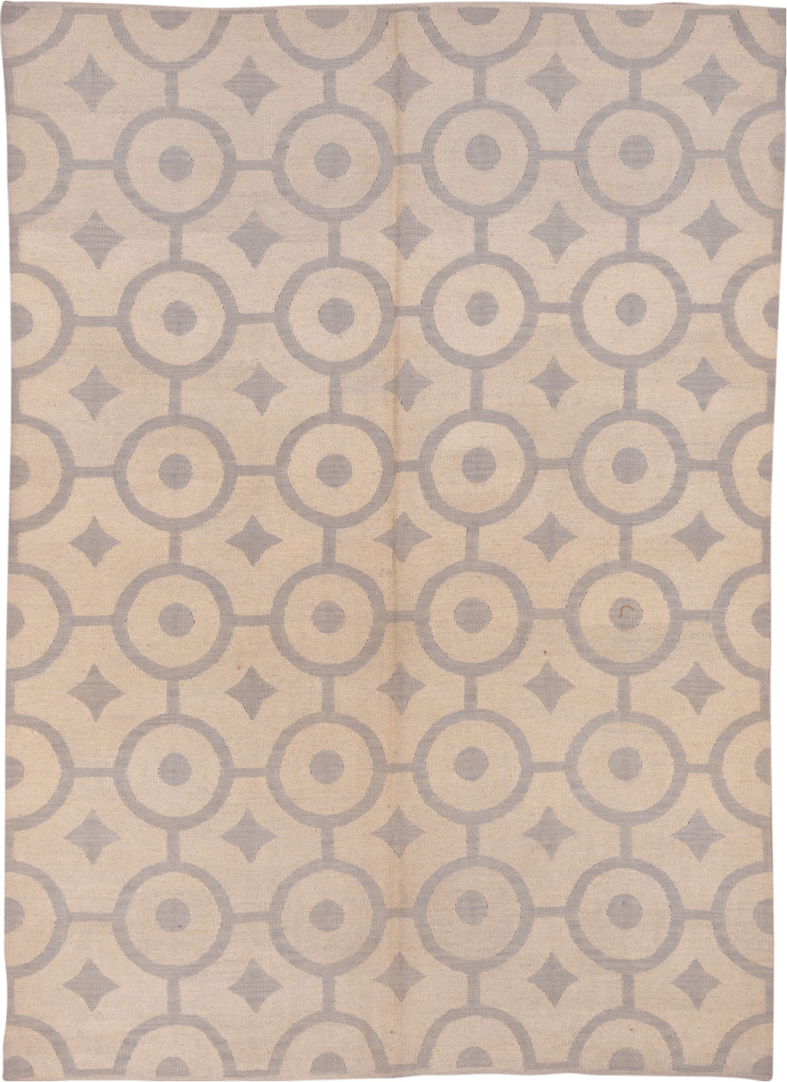 6' x 9' one-of-a-kind handmade vintage Kilim medium size rug. Color palette: brown, gainsboro, gray, light gray, off-white