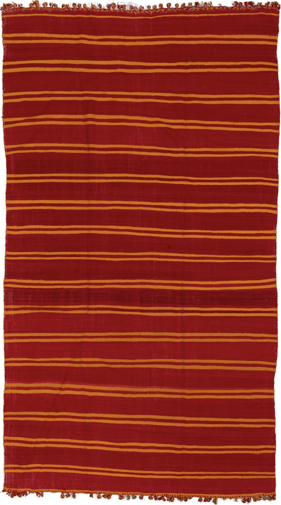 6' x 11' one-of-a-kind handmade vintage Kilim large size rug. Color palette: brown, gray, light gray, off-white, pink, red