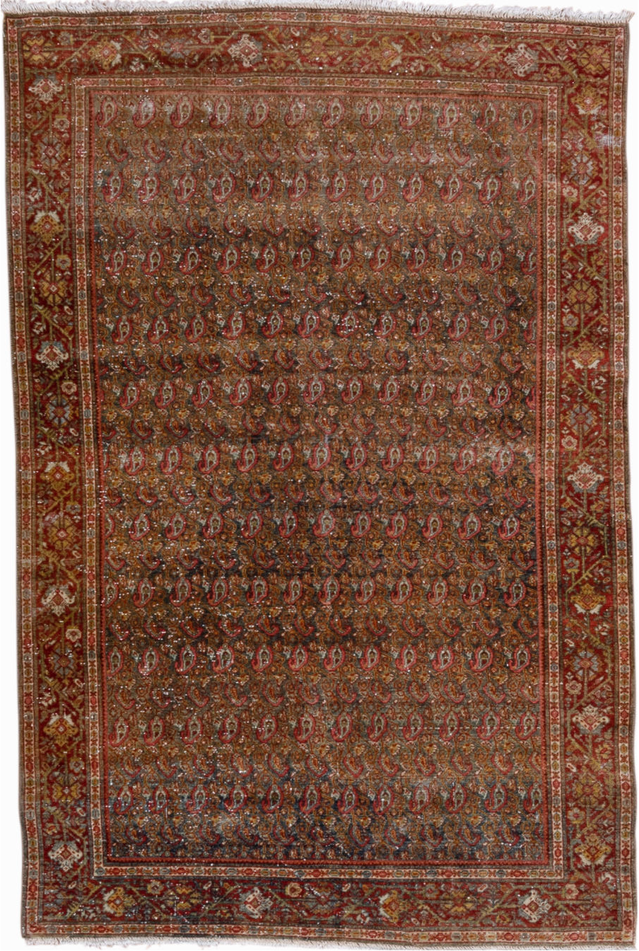 4' x 6' one-of-a-kind handmade vintage Sarouk small size rug. Color palette: brown, gray, pink