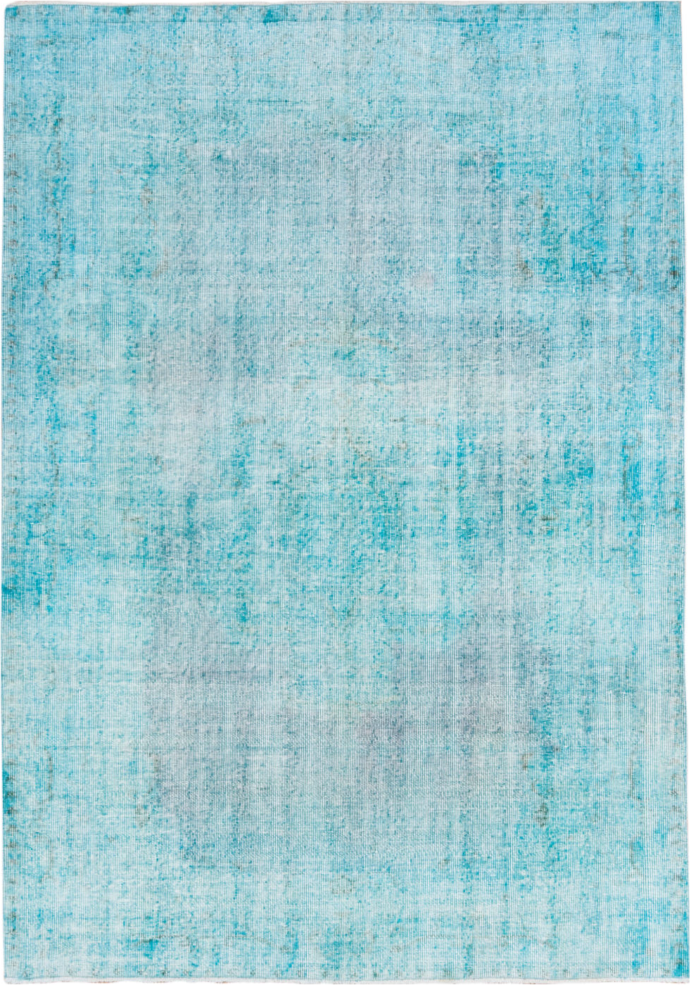 6' x 8' one-of-a-kind handmade vintage Overdyed medium size rug. Color palette: blue, gray, green, light blue, light gray