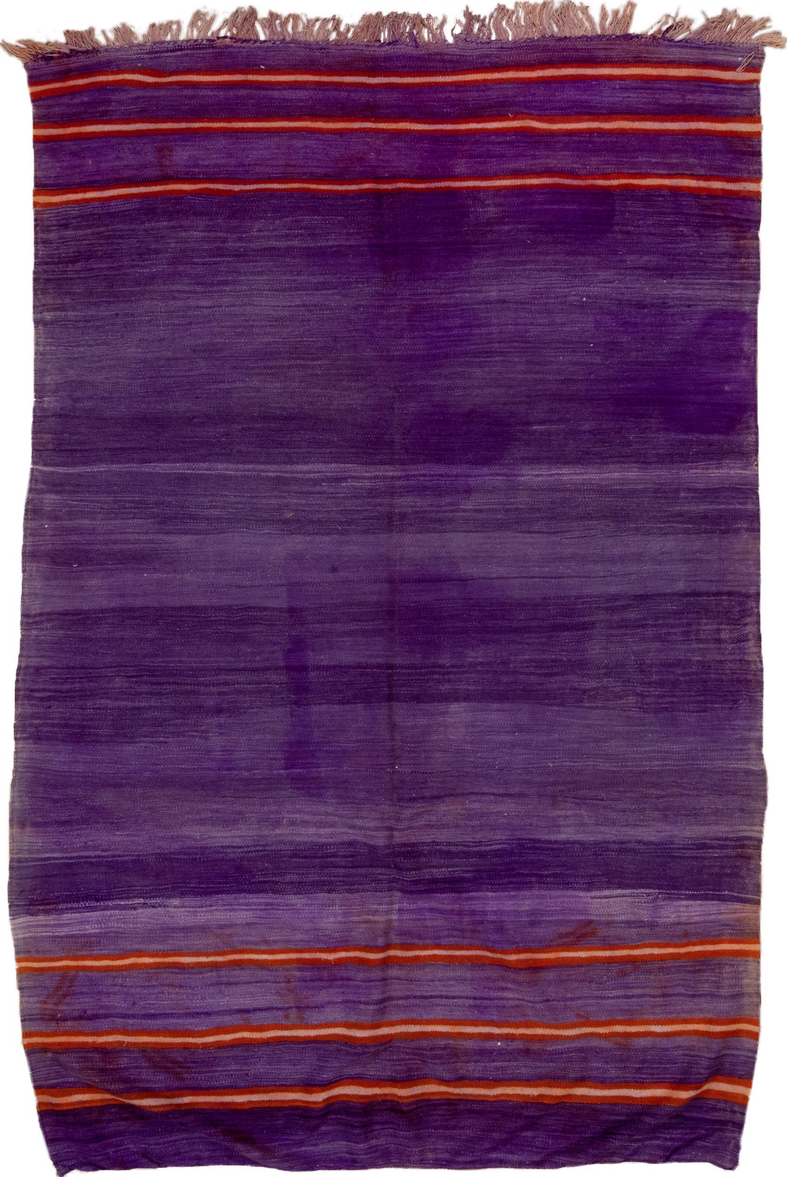 6' x 9' one-of-a-kind handmade vintage  medium size rug. Color palette: pink, gray, brown, red, light gray, off-white