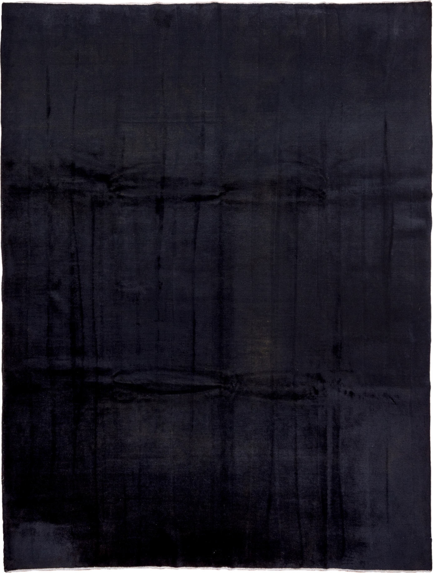 9' x 12' one-of-a-kind handmade vintage Overdyed large size rug. Color palette: black, charcoal, gray