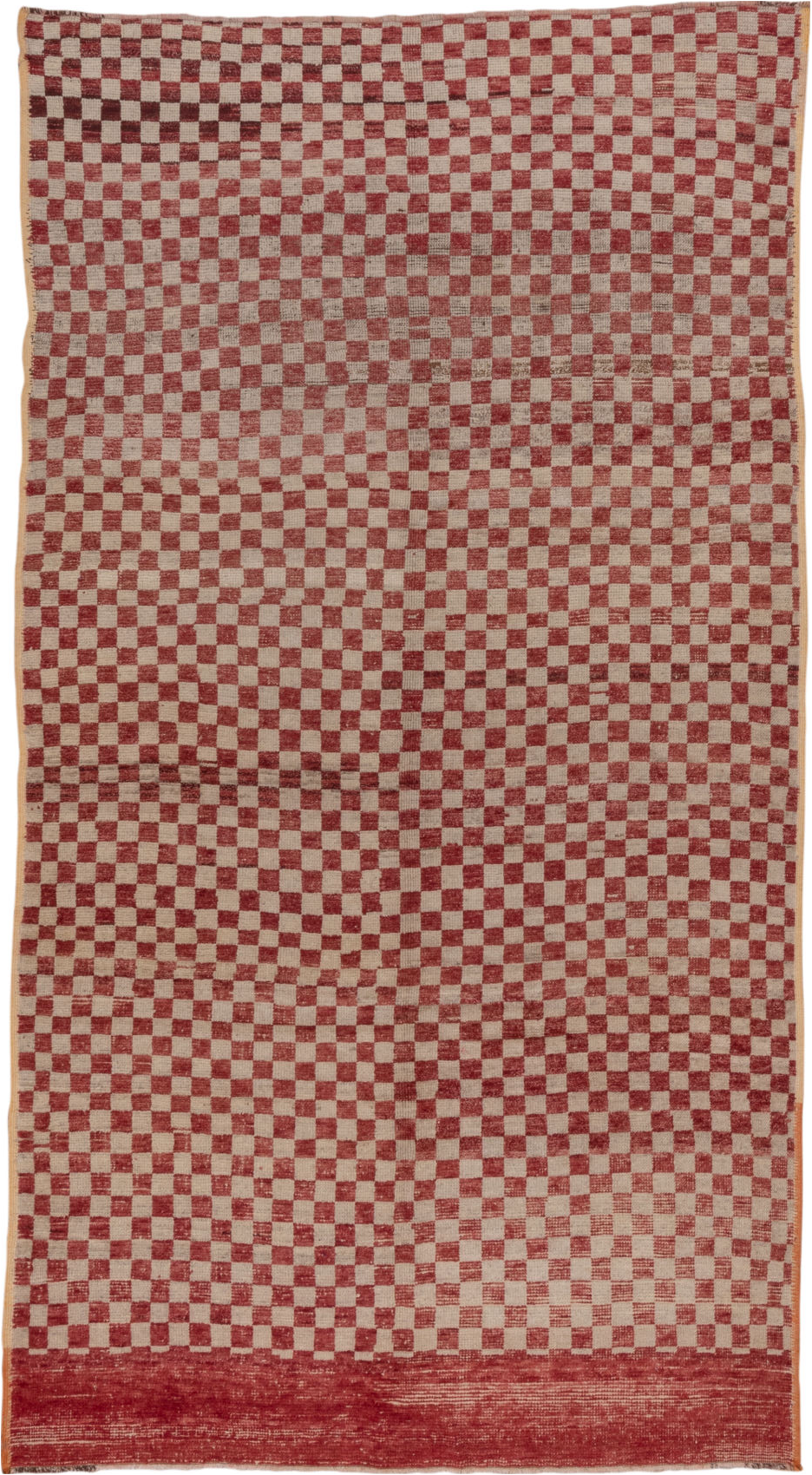 5' x 10' one-of-a-kind handmade vintage Tulu medium size rug. Color palette: brown, gray, light gray, pink, red