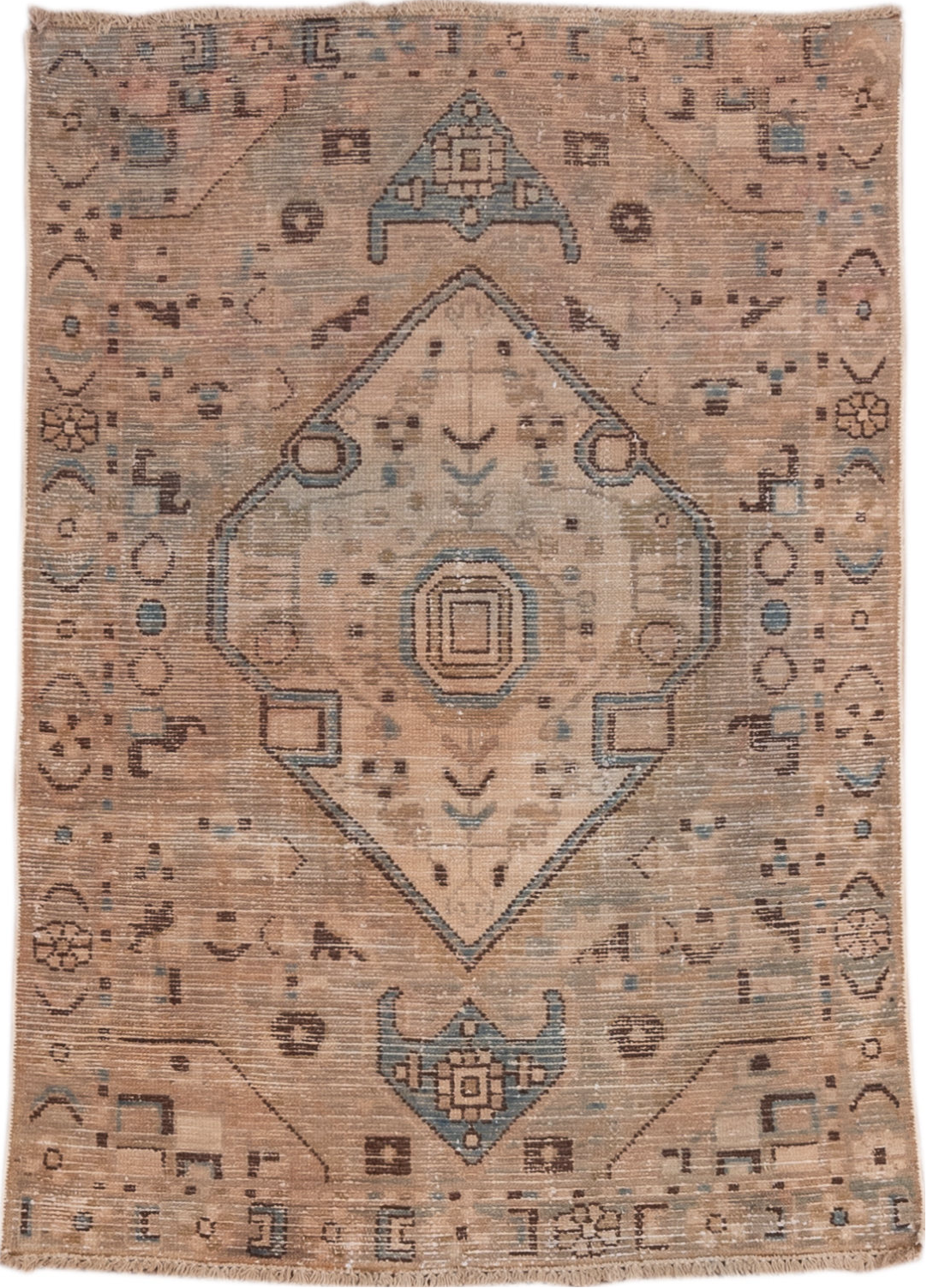 3' x 4' one-of-a-kind handmade vintage Hamadan small size rug. Color palette: brown, dark gray, dim gray, gray, light gray