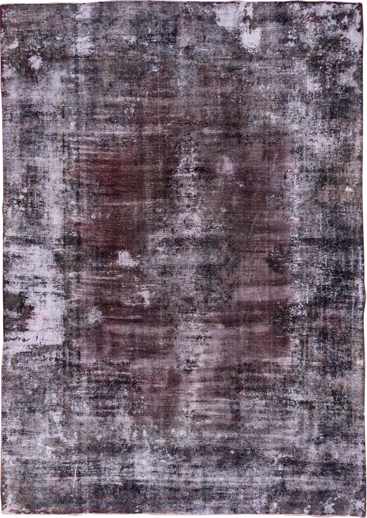 9' x 13' one-of-a-kind handmade vintage Distressed large size rug. Color palette: blue, dim gray, gray, light blue