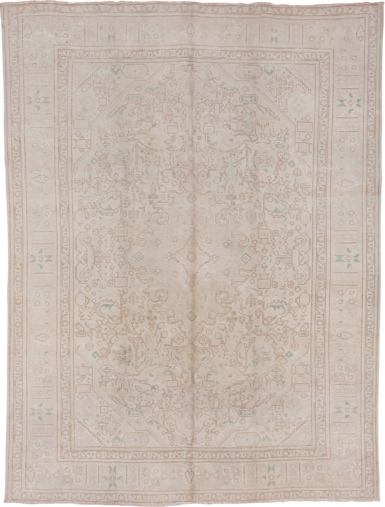 8' x 10' one-of-a-kind handmade vintage Tabriz large size rug. Color palette: dark gray, gray, light gray, off-white, pink