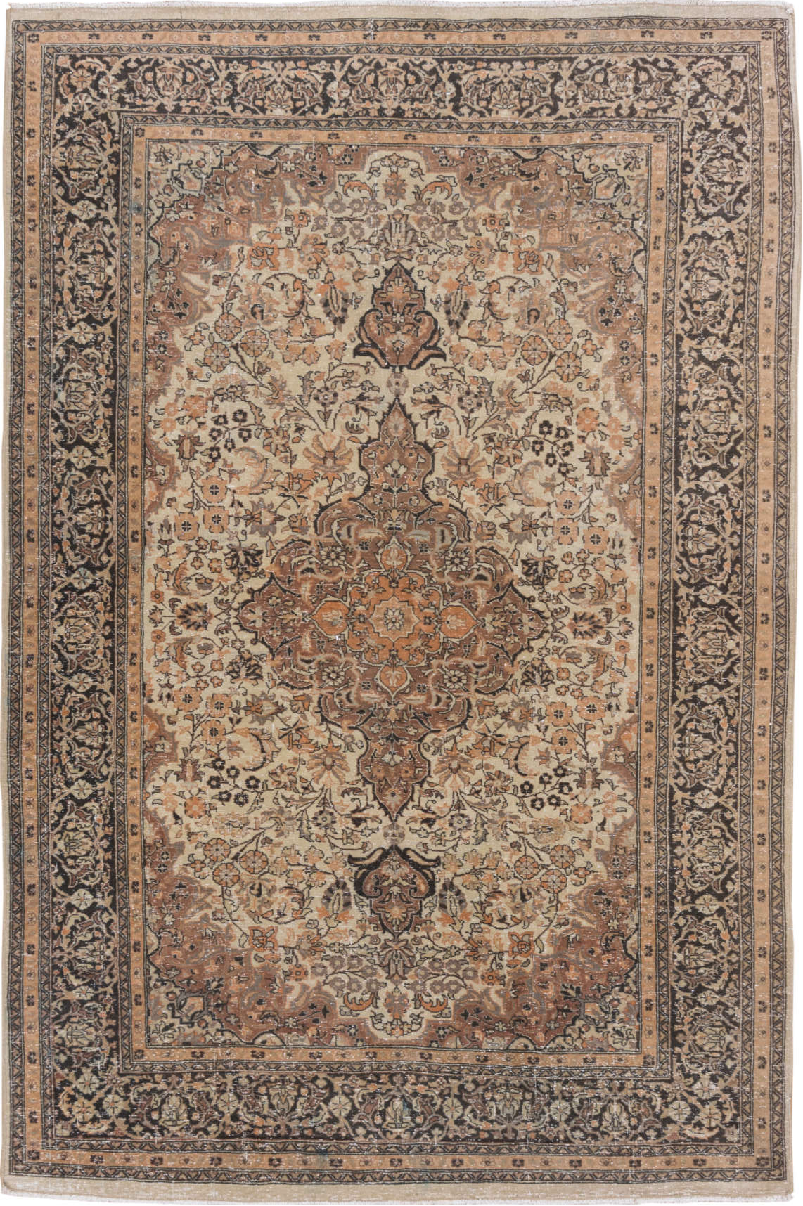 4' x 6' one-of-a-kind handmade vintage Sivas small size rug. Color palette: black, brown, charcoal, gray, light gray, pink