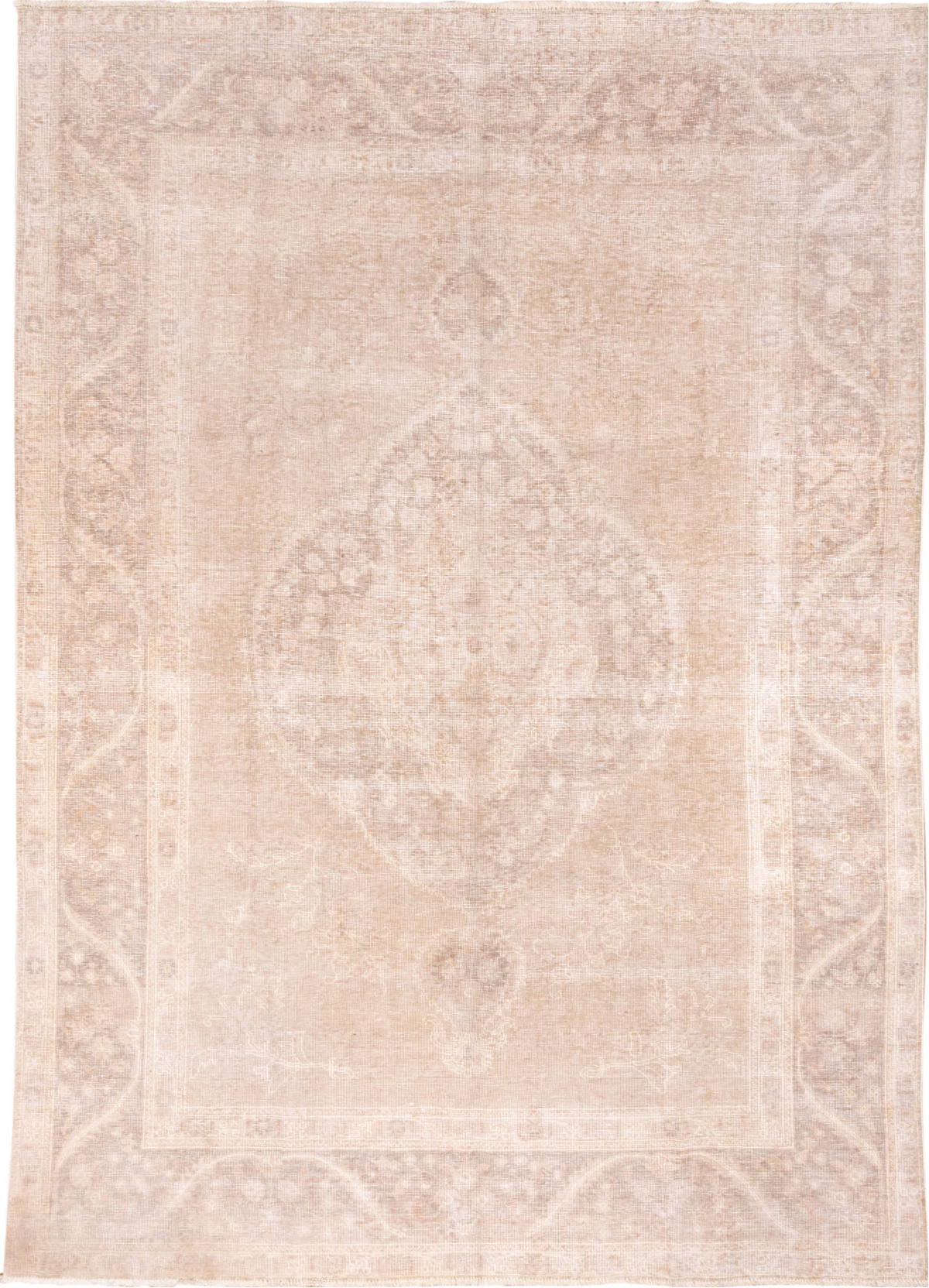 8' x 11' one-of-a-kind handmade vintage Tabriz large size rug. Color palette: antiquewhite, brown, gray, lavender blush