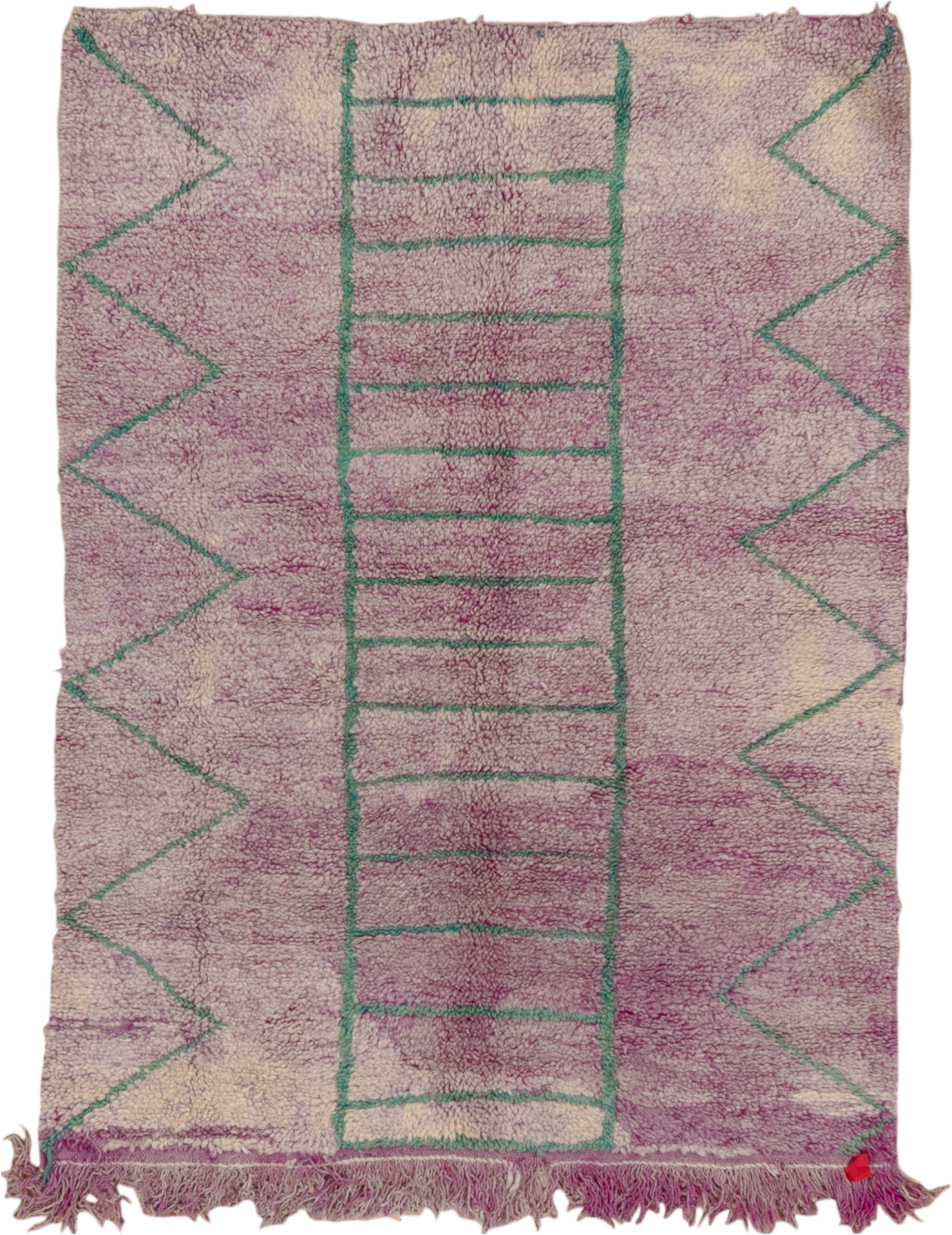 5' x 6' one-of-a-kind handmade vintage Moroccan rug. Color palette: brown, gray, light gray, pink, red