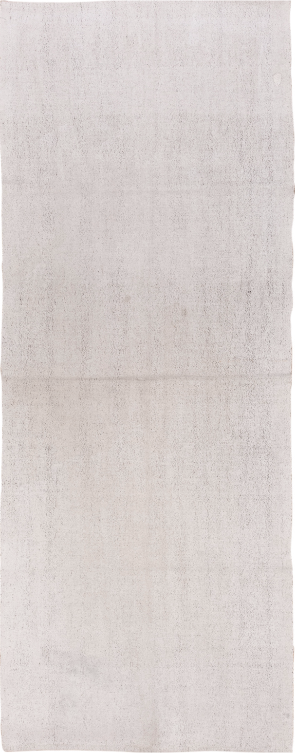 3' x 10' one-of-a-kind handmade vintage Flatweave runner rug. Color palette: dark gray, gainsboro, gray, lavender blush