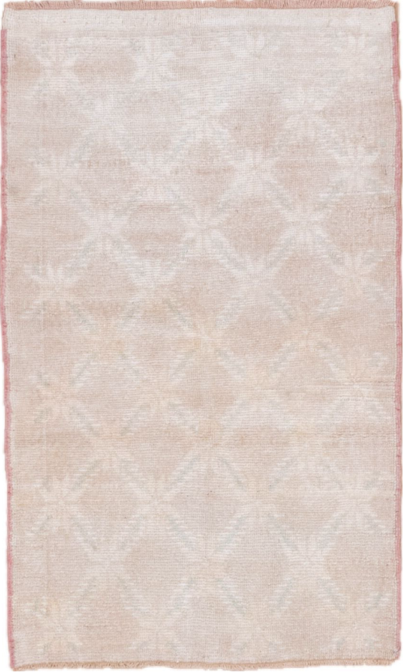 2' x 4' one-of-a-kind handmade vintage Oushak small size rug. Color palette: brown, gainsboro, gray, light gray, linen