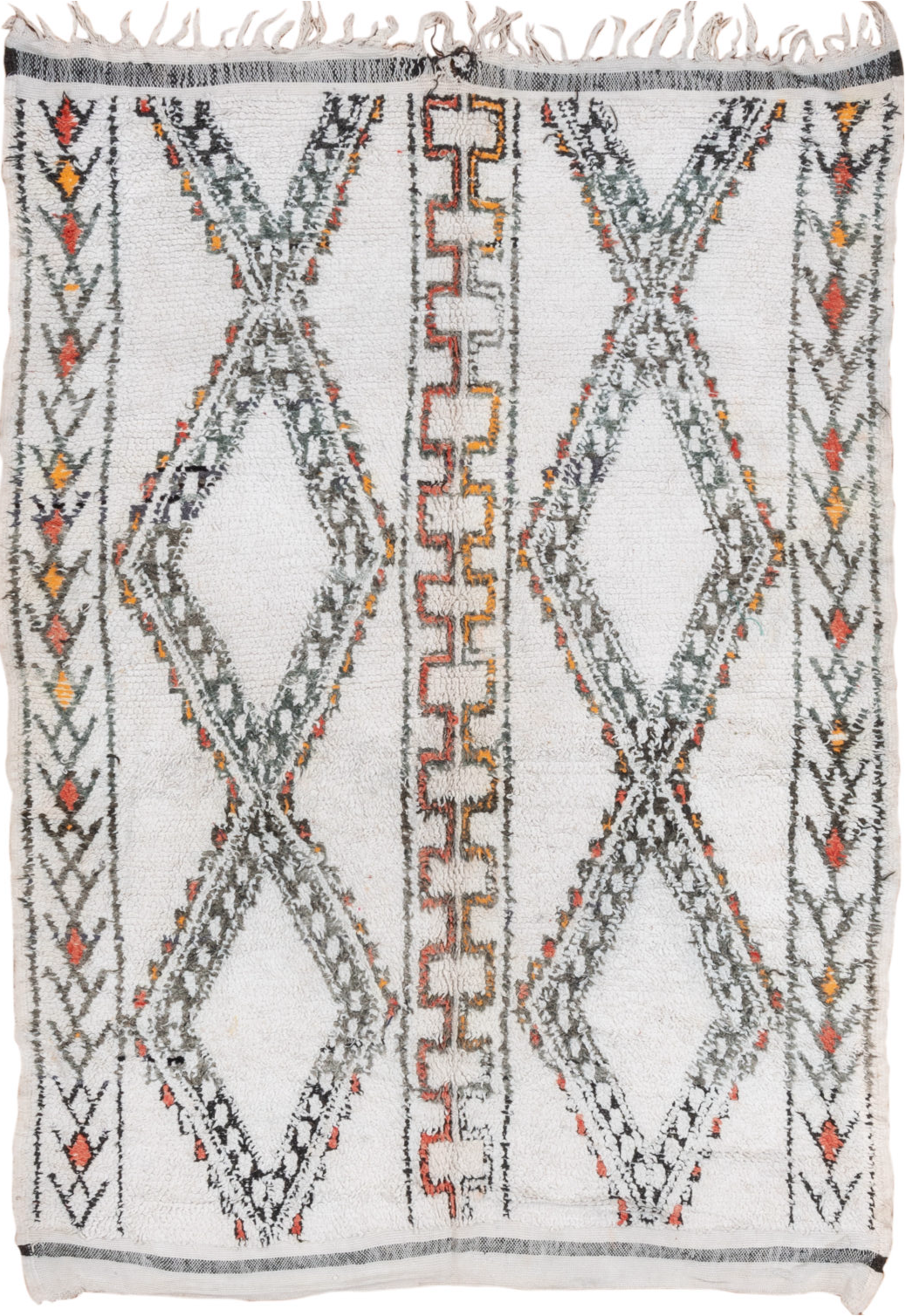 5' x 8' one-of-a-kind handmade vintage Moroccan medium size rug. Color palette: black, brown, charcoal, dark gray, dim gray