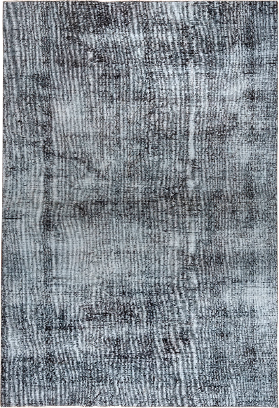 5' x 8' one-of-a-kind handmade vintage Overdyed medium size rug. Color palette: black, blue, charcoal, gainsboro, gray