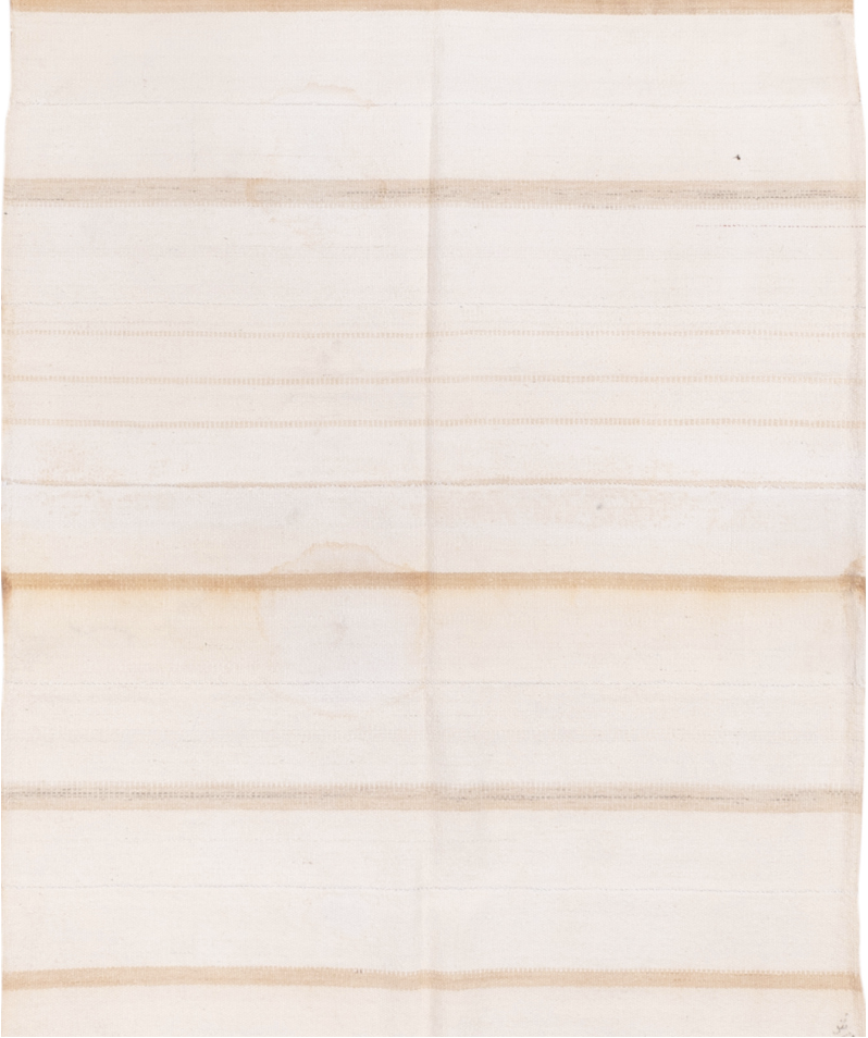 4' x 6' one-of-a-kind handmade vintage Flatweave small size rug. Color palette: antiquewhite, brown, floral white, gainsboro