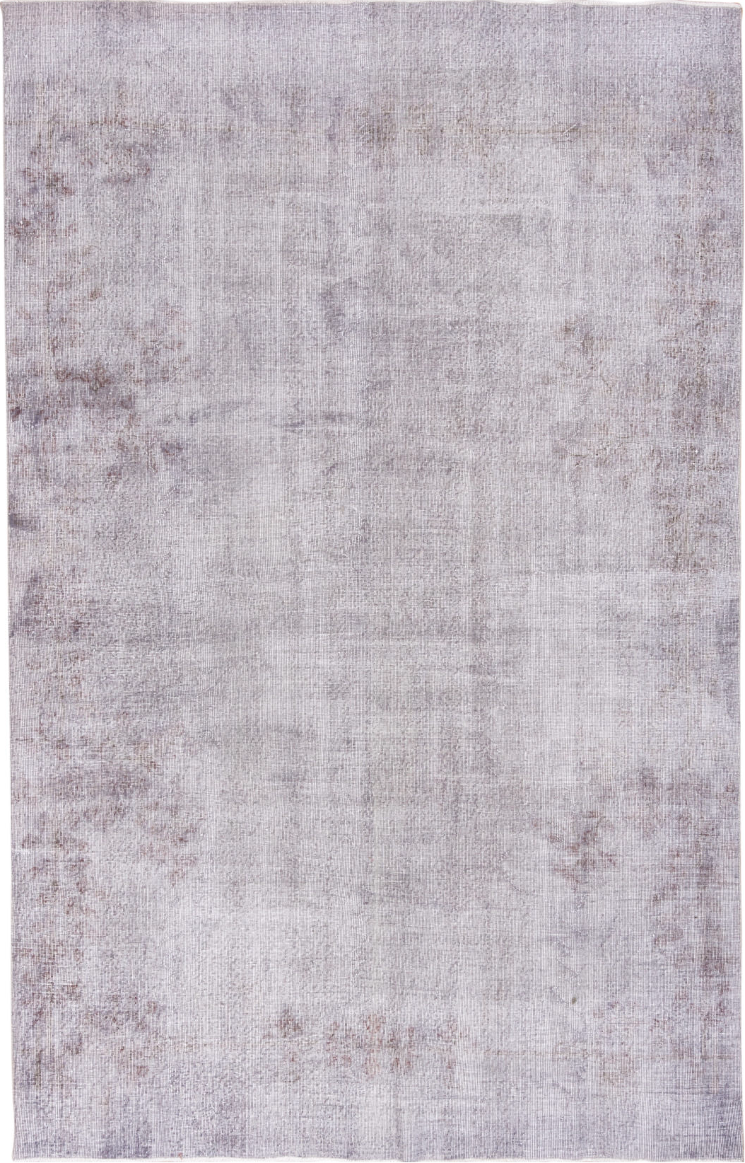 6' x 10' one-of-a-kind handmade vintage Overdyed large size rug. Color palette: dark gray, gainsboro, gray, light blue