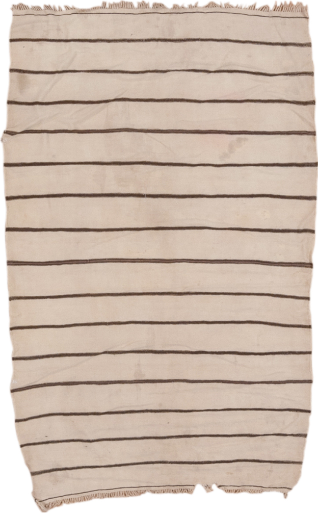 2' x 3' one-of-a-kind handmade vintage Textile small size rug. Color palette: brown, gainsboro, gray, light gray, off-white