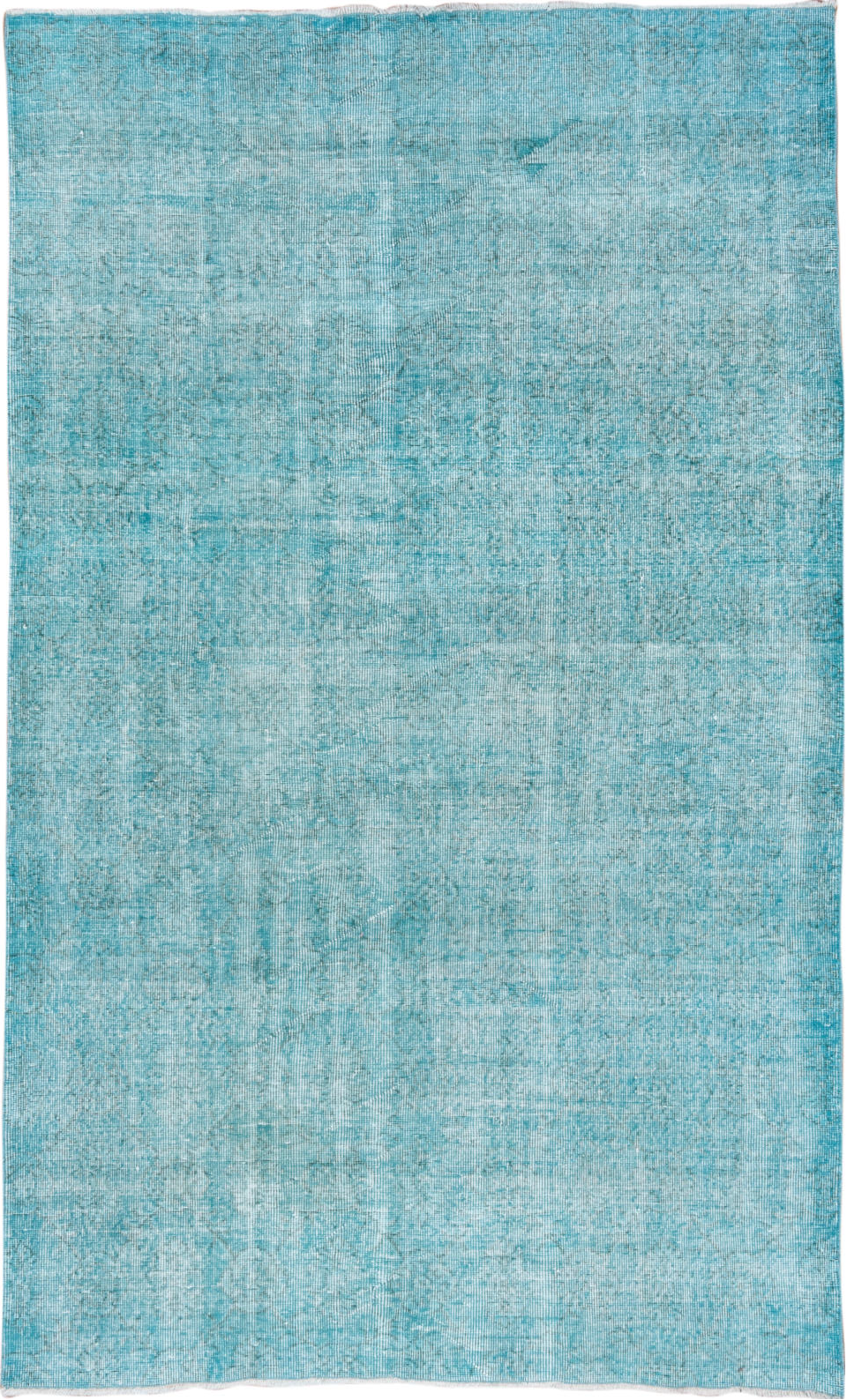 5' x 9' one-of-a-kind handmade vintage Overdyed medium size rug. Color palette: blue, gray, green, light blue, light gray