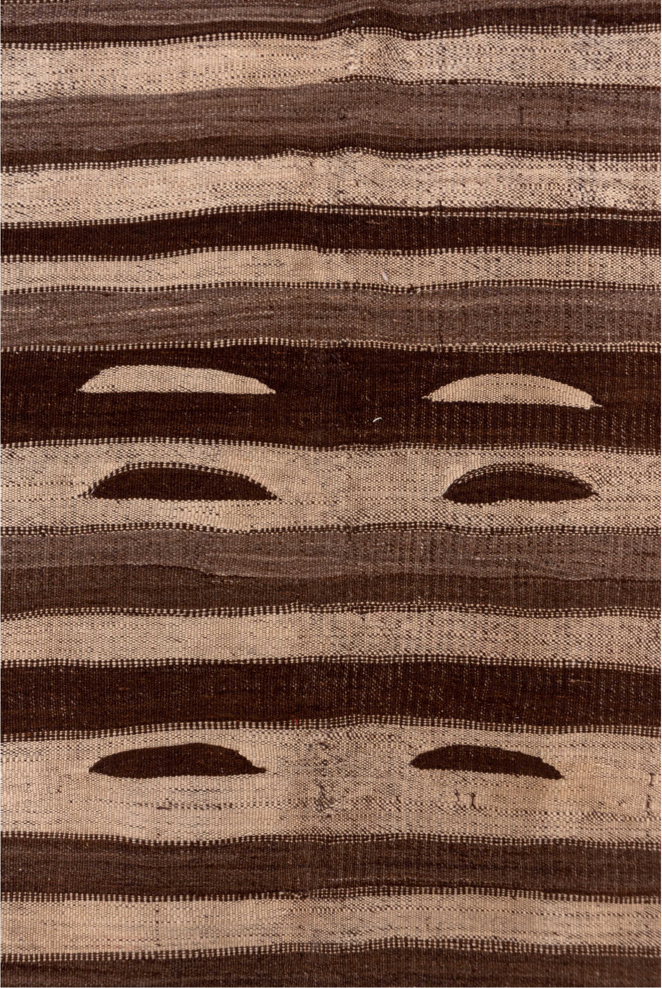 5' x 11' one-of-a-kind handmade vintage Kilim runner rug. Color palette: brown, gray, light gray, off-white, pink, redwood