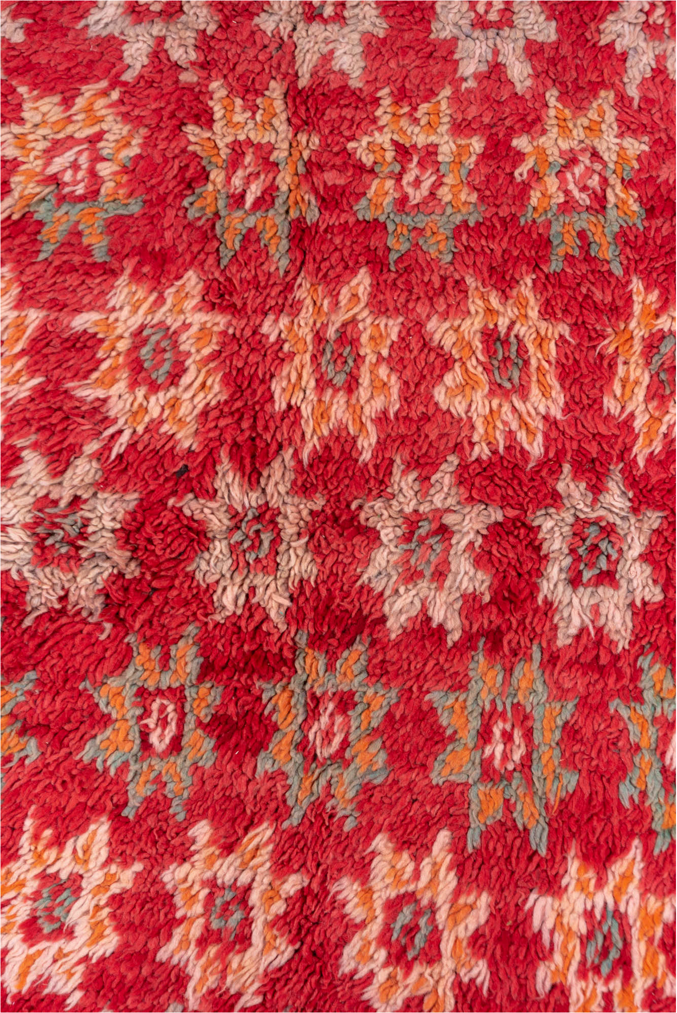 6' x 9' one-of-a-kind handmade vintage Moroccan medium size rug. Color palette: brown, burgundy, indian red, pink, red