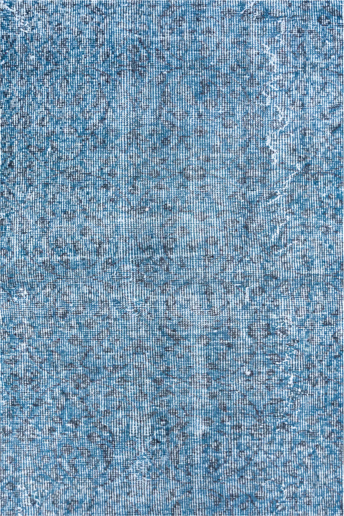 5' x 9' one-of-a-kind handmade vintage Overdyed medium size rug. Color palette: blue, fiord, gray, light blue, light gray