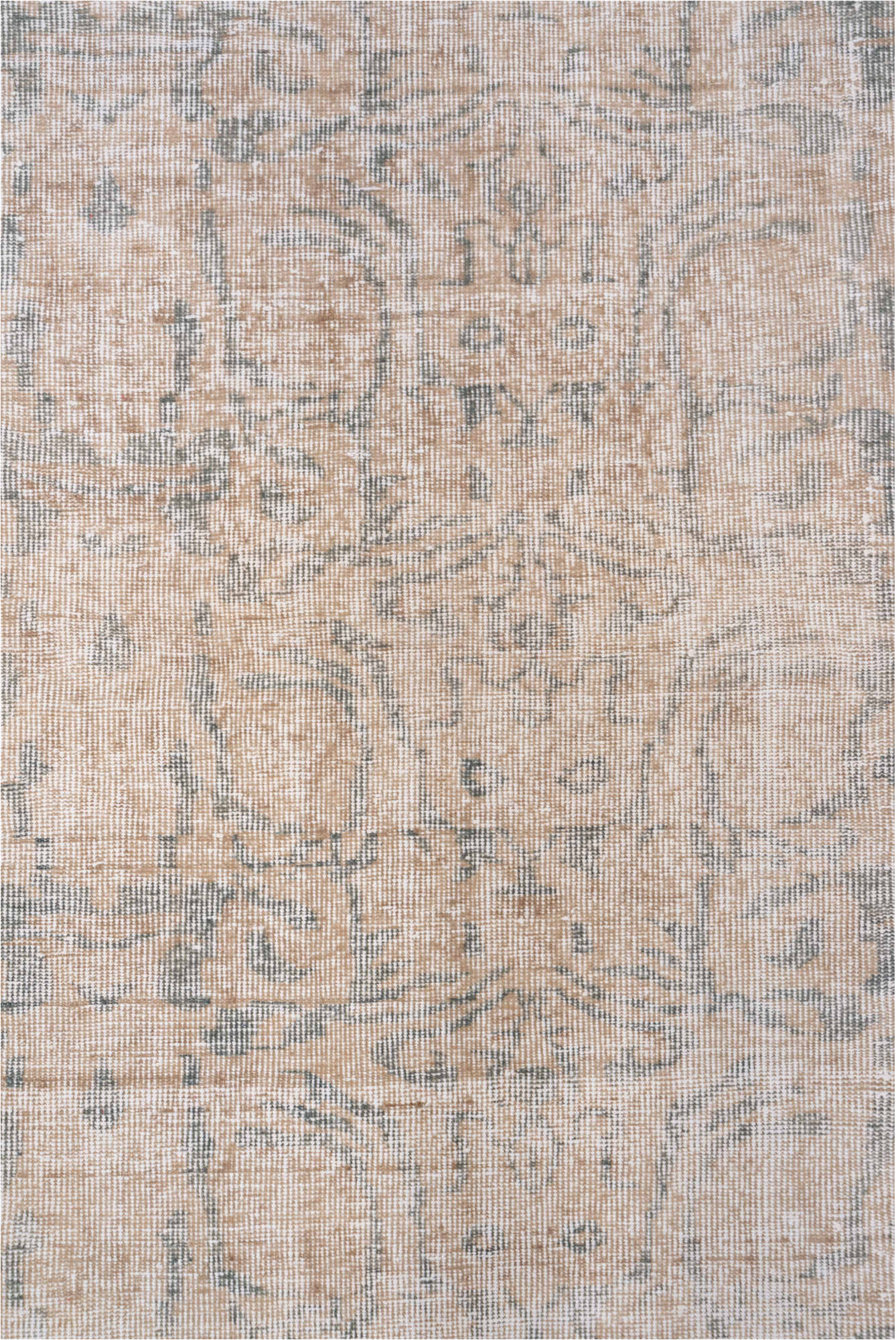 6' x 7' one-of-a-kind handmade vintage Oushak rug. Color palette: dark gray, gainsboro, gray, light gray, off-white, pink