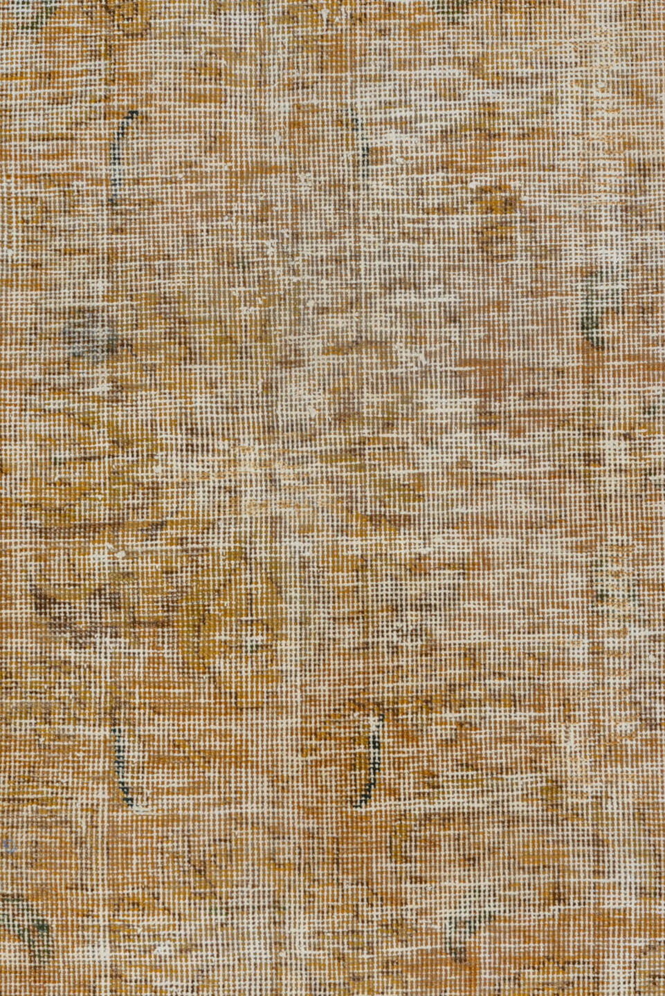 9' x 11' one-of-a-kind handmade vintage Overdyed large size rug. Color palette: brown, orange, off-white, gray, light gray