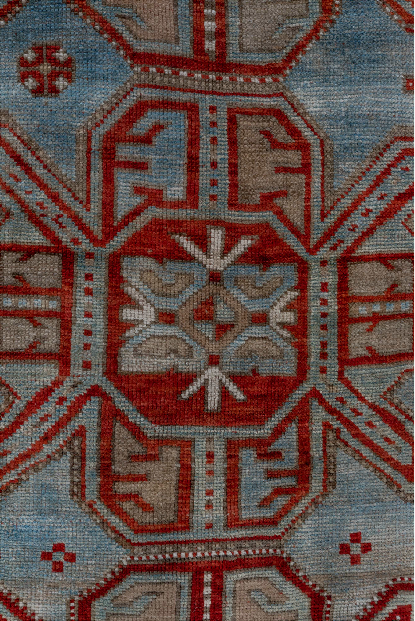 4' x 7' one-of-a-kind handmade vintage Kazak rug. Color palette: brown, gray, pink