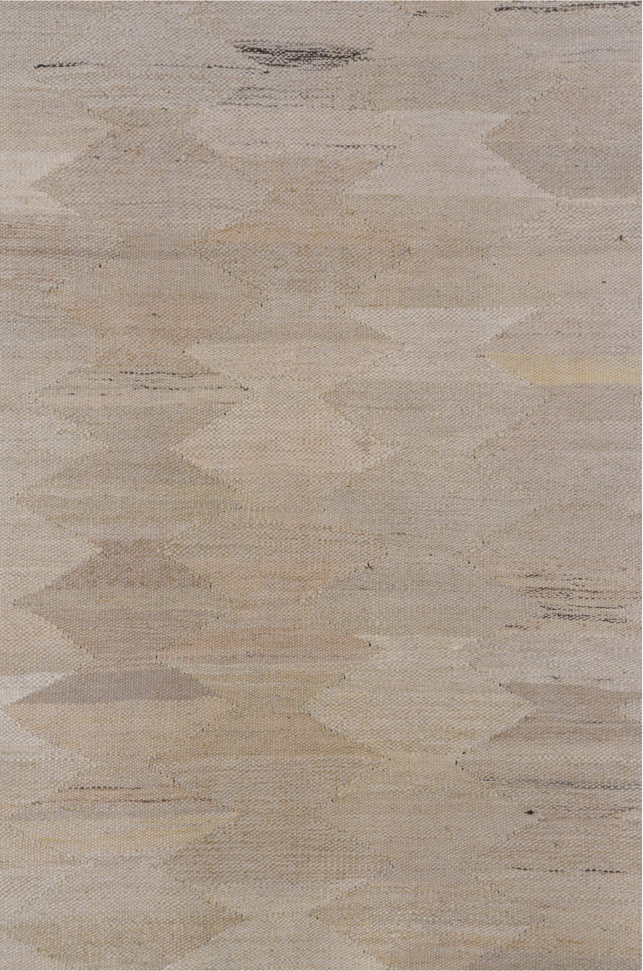 3' x 13' one-of-a-kind handmade vintage Kilim runner rug. Color palette: gray, light gray, off-white, pink, silver, snow