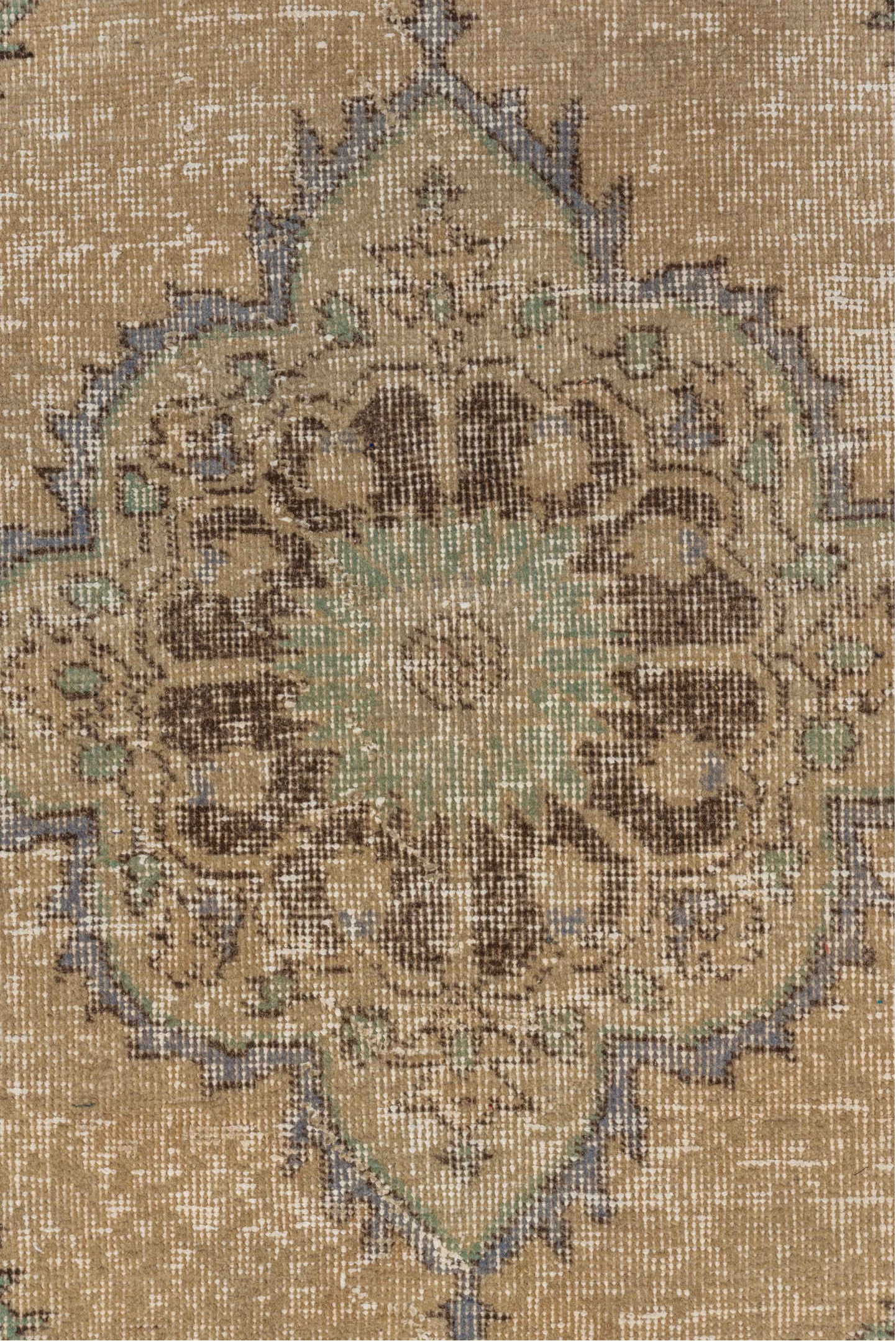 3' x 10' one-of-a-kind handmade vintage Oushak runner rug. Color palette: brown, gray, orange, off-white, white, snow