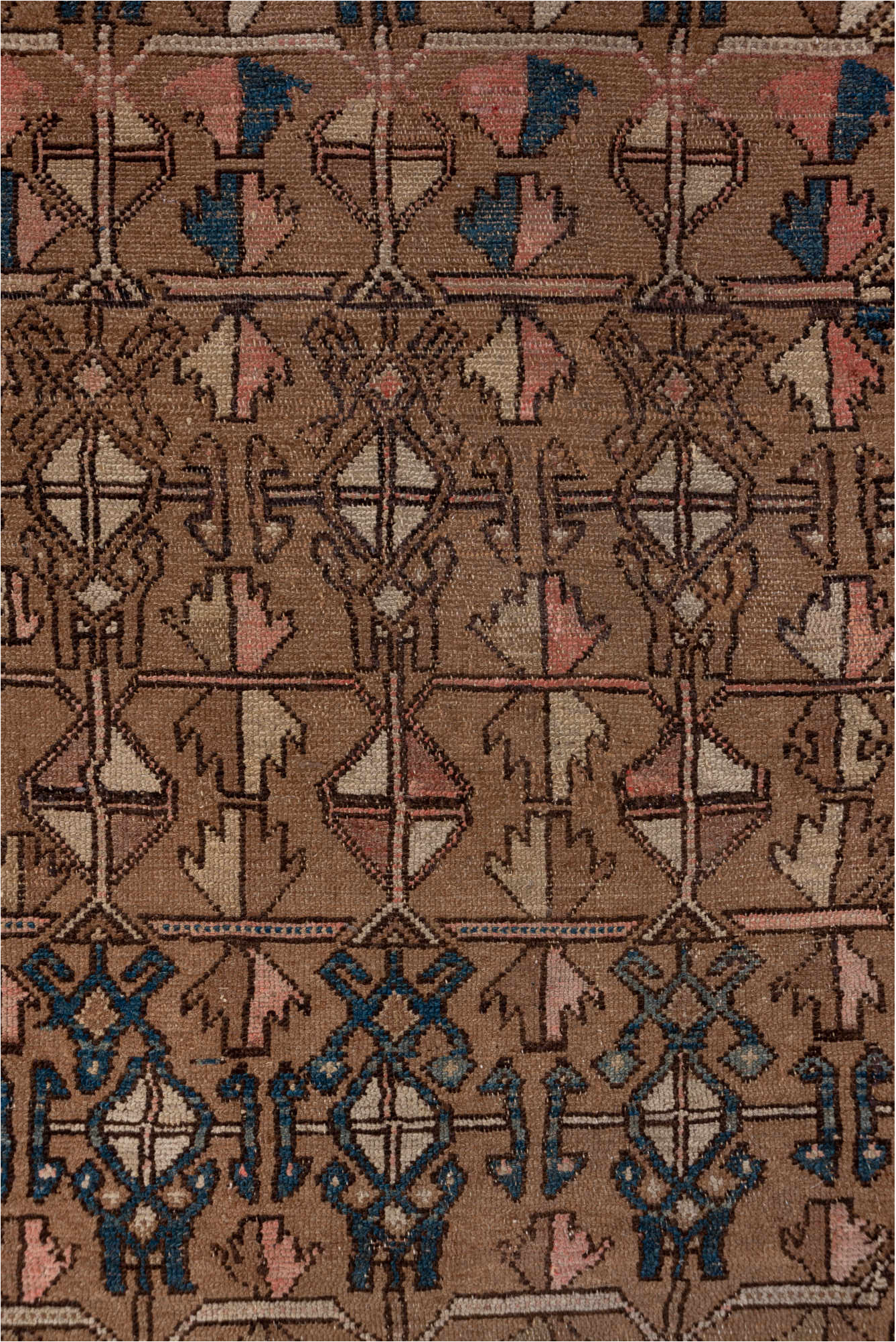 3' x 8' one-of-a-kind handmade vintage Cam Hamadan runner rug. Color palette: black, blue, brown, charcoal, gray, pink, red