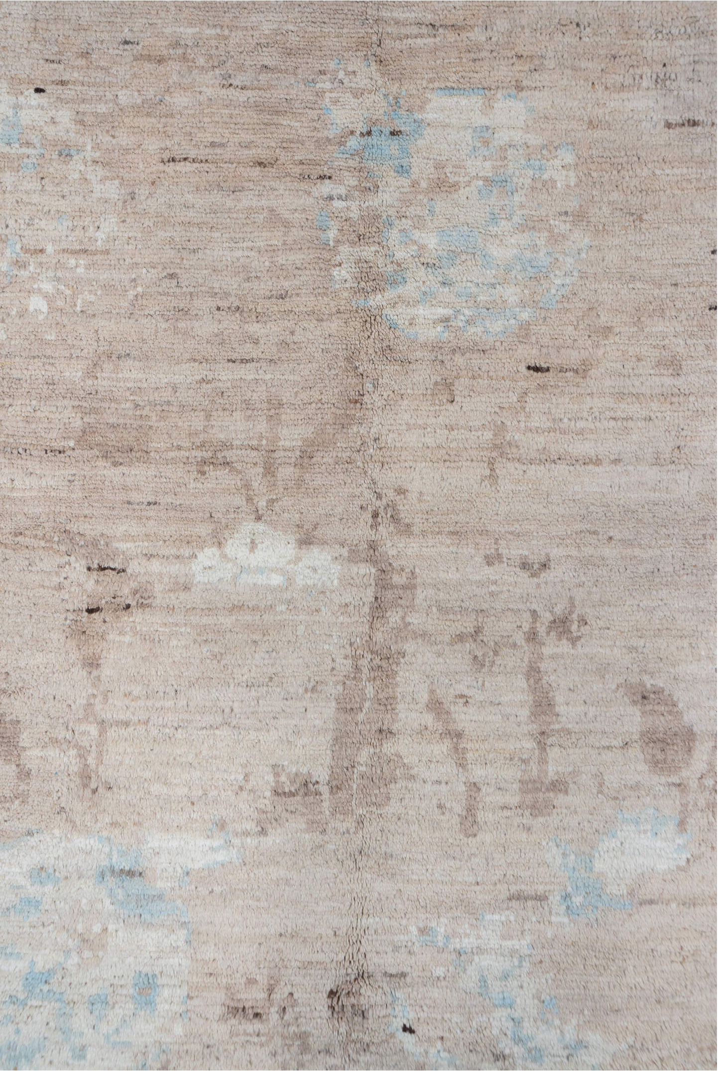 8' x 12' one-of-a-kind handmade vintage  large size rug. Color palette: pink, gray, light gray, off-white, gainsboro, linen