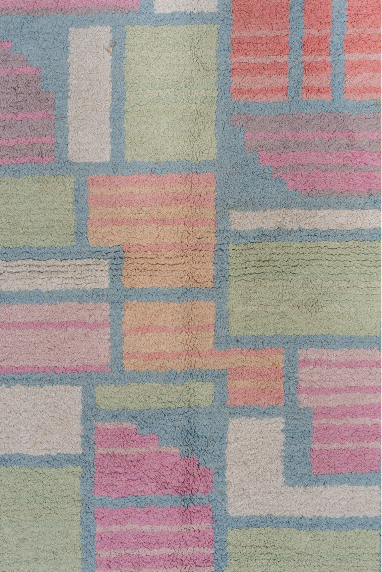 3' x 5' one-of-a-kind handmade vintage Cotton Agra small size rug. Color palette: blue, dark gray, gainsboro, gray