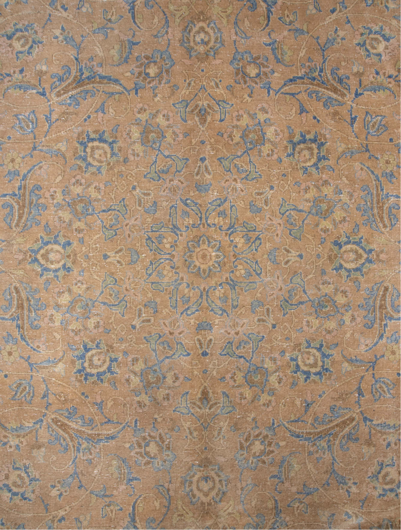 9' x 12' one-of-a-kind handmade vintage Kashan large size rug. Color palette: brown, dark gray, gray, light gray, pink