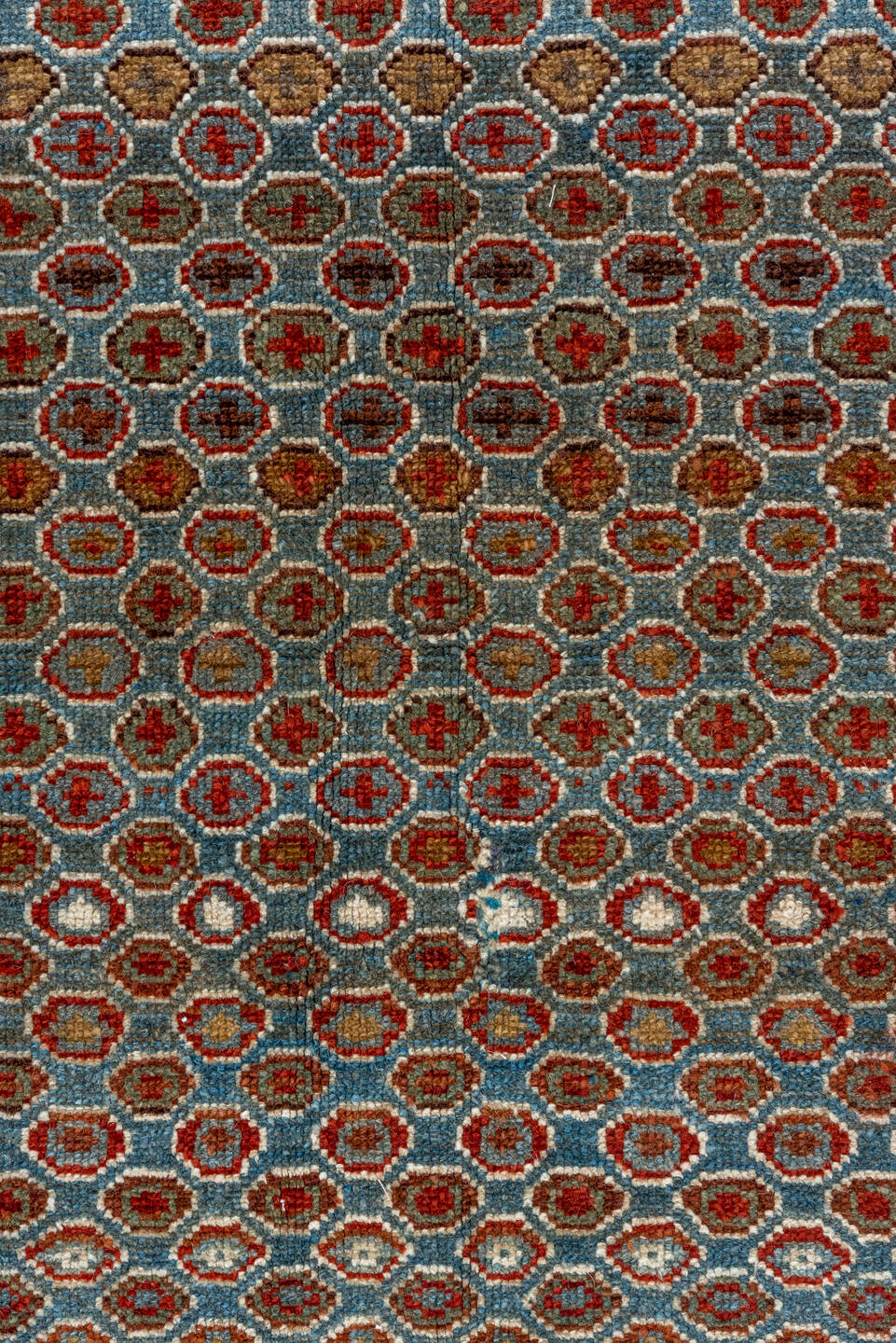 3' x 6' one-of-a-kind handmade vintage Malayer small size rug. Color palette: gray, blue, brown, black, light gray