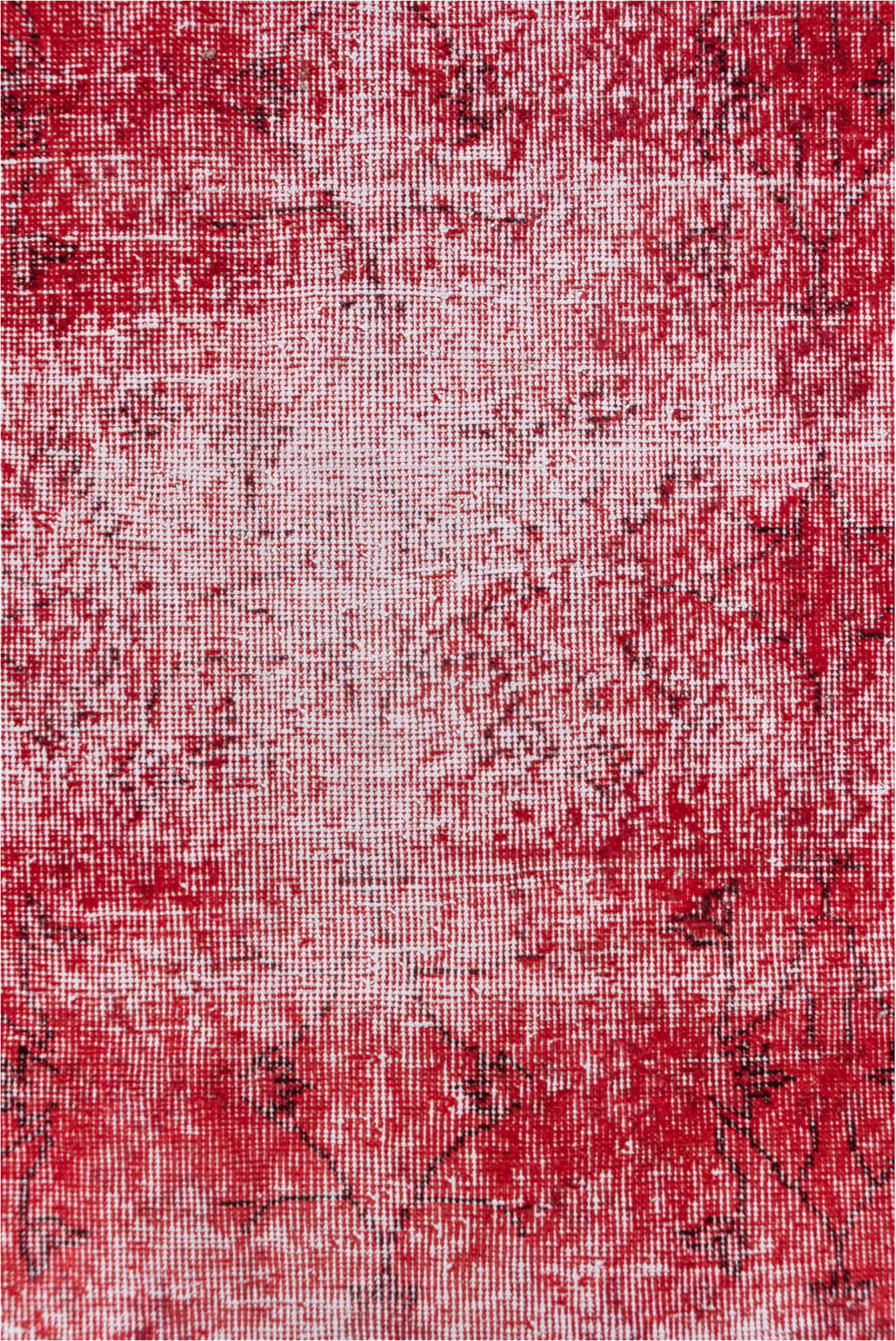 3' x 7' one-of-a-kind handmade vintage Overdyed rug. Color palette: brown, pink, red, wine