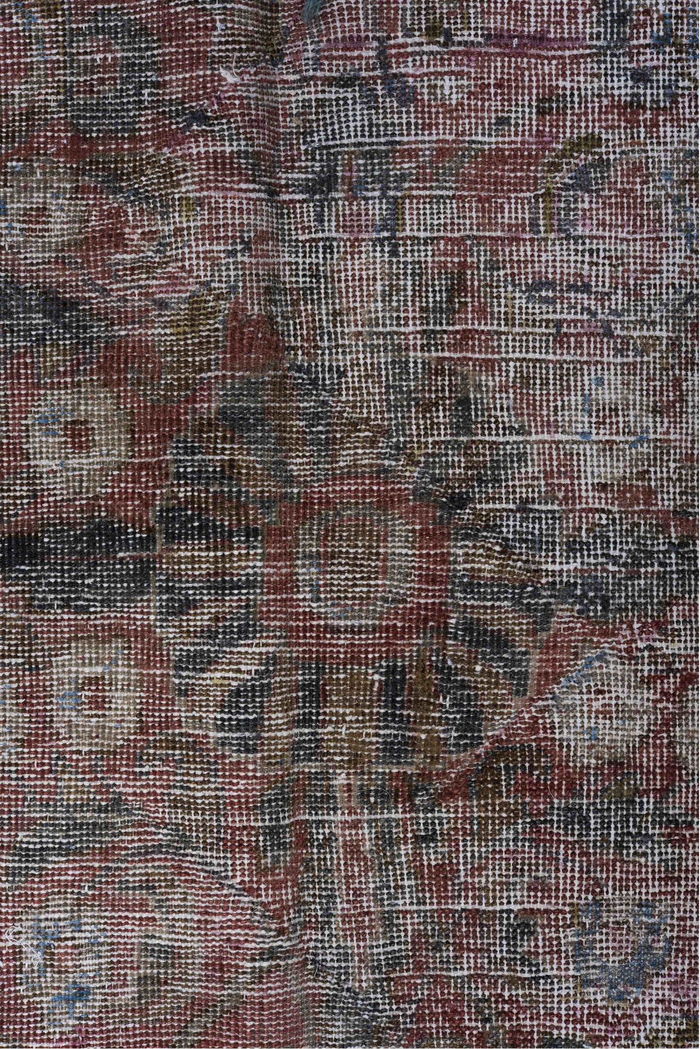 12' x 9' one-of-a-kind handmade vintage Mahal rug. Color palette: brown, dark gray, gainsboro, gray, light gray, off-white
